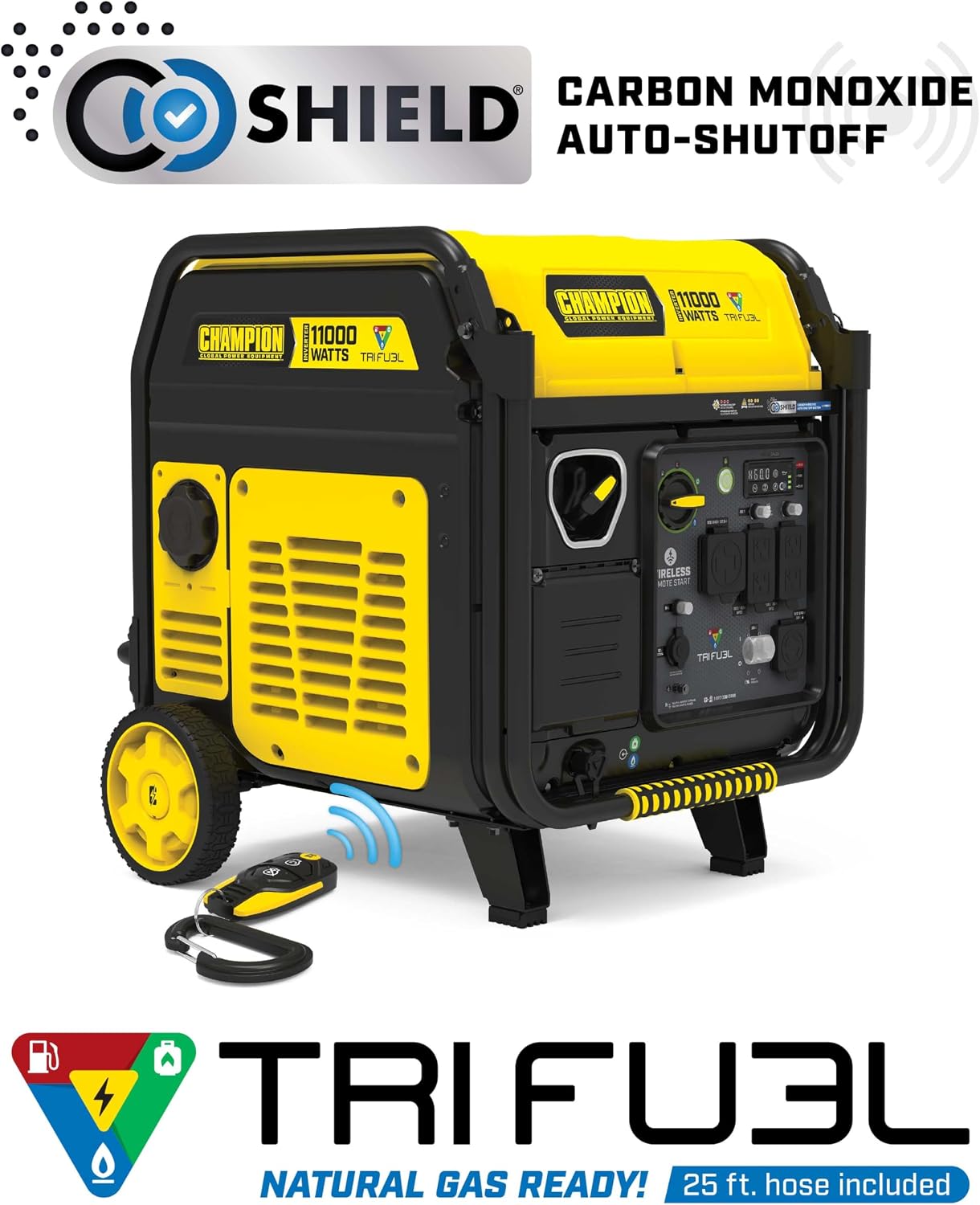 Champion Power Equipment 11,000-Watt Wireless Remote Start Tri Fuel Home Backup Portable Inverter Generator with Quiet Technology and Free 3-Year Warranty