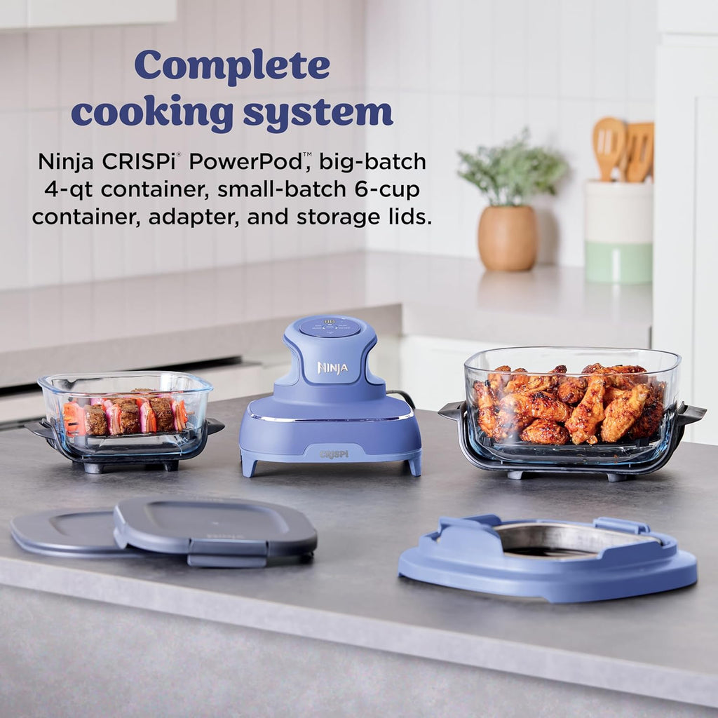 Ninja Crispi 4-in-1 Glass Air Fryer | 450°F | Non-Toxic | 4QT & 6-Cup Glass Containers w/Lids | Microwave, Freezer, Dishwasher Safe | Max Crisp, Air Fry, Bake, Recrisp | Frosted Lilac | FN101PR