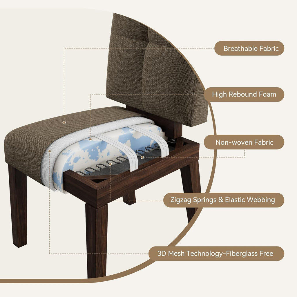 HOMRELEXA Wooden Dining Chairs Set of 6, Dining Room Chairs with Wood Legs, Cloud-Like Cushion & Reinforcement Structure Design for Kitchen/Living Room/Restaurant, Easy Assembly