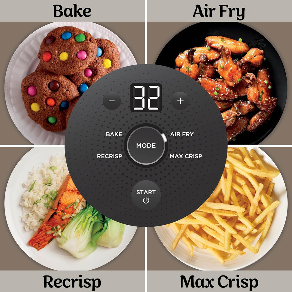 Ninja Crispi 4 in 1 Glass Air Fryer, 450°F, Non Toxic, 4QT and 6 Cup Containers with Lids, Dishwasher Safe, Stone, 1 Count, FN101ST
