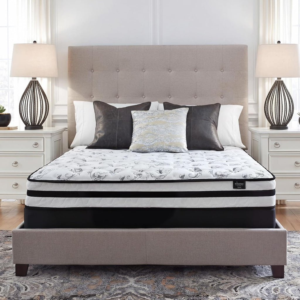 Signature Design by Ashley Queen Size Chime 8 Inch Medium Firm Innerspring Mattress with Pressure Relief Quilt Foam, Fiberglass-Free, Mattress In A Box