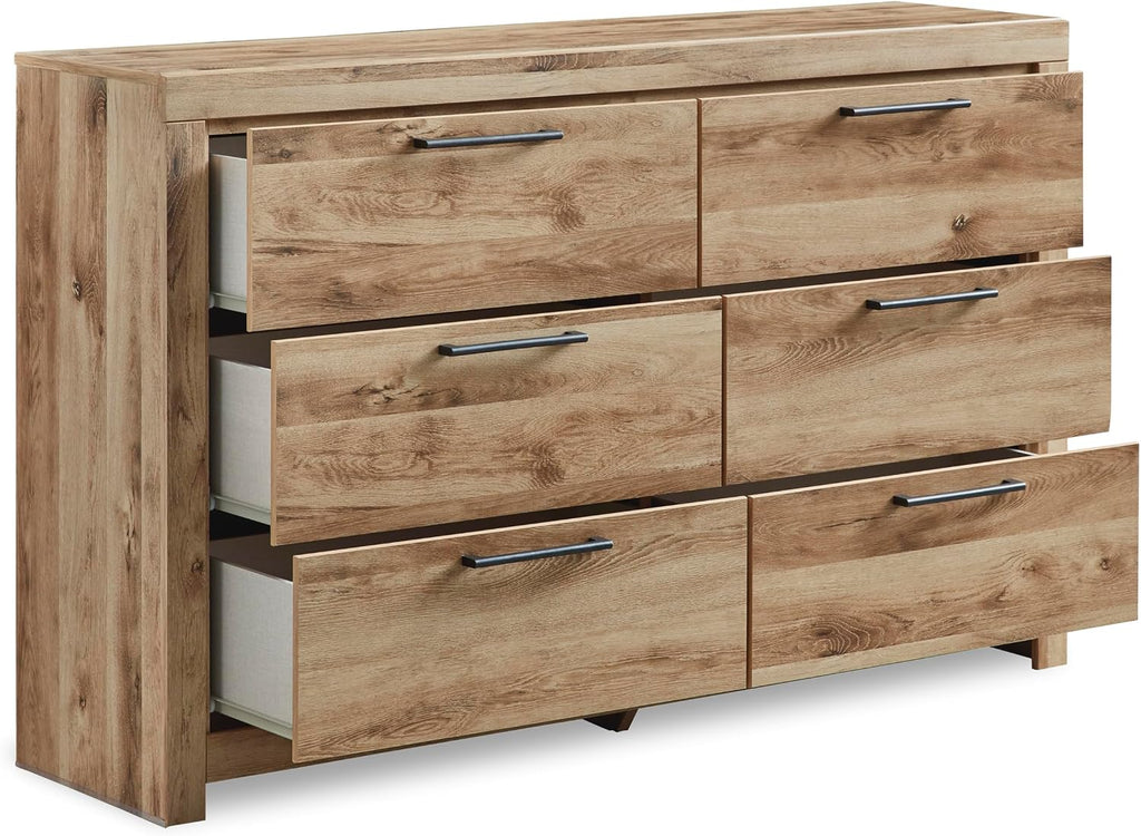 Signature Design by Ashley Hyanna Mid-Century Modern 6 Drawer Dresser, Light Brown & Beige