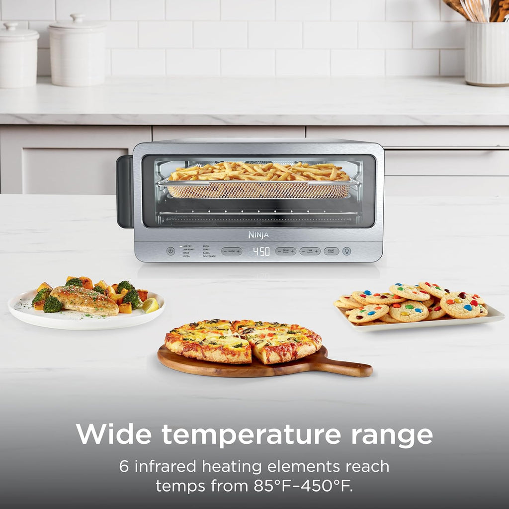 Ninja Air Fryer Toaster Oven Combo | 8-in-1 Functionality | Flip Up & Away for Storage Space | Air Fry Basket, Sheet Pan, Wire Rack & Removable Crumb Tray |1800 Watt | Stainless Steel | SP151
