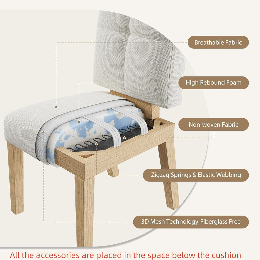 HOMRELEXA Wooden Dining Chairs Set of 4, Dining Room Chairs with Wood Legs, Cloud-Like Cushion & Reinforcement Structure Design for Kitchen/Living Room/Restaurant, Easy Assembly