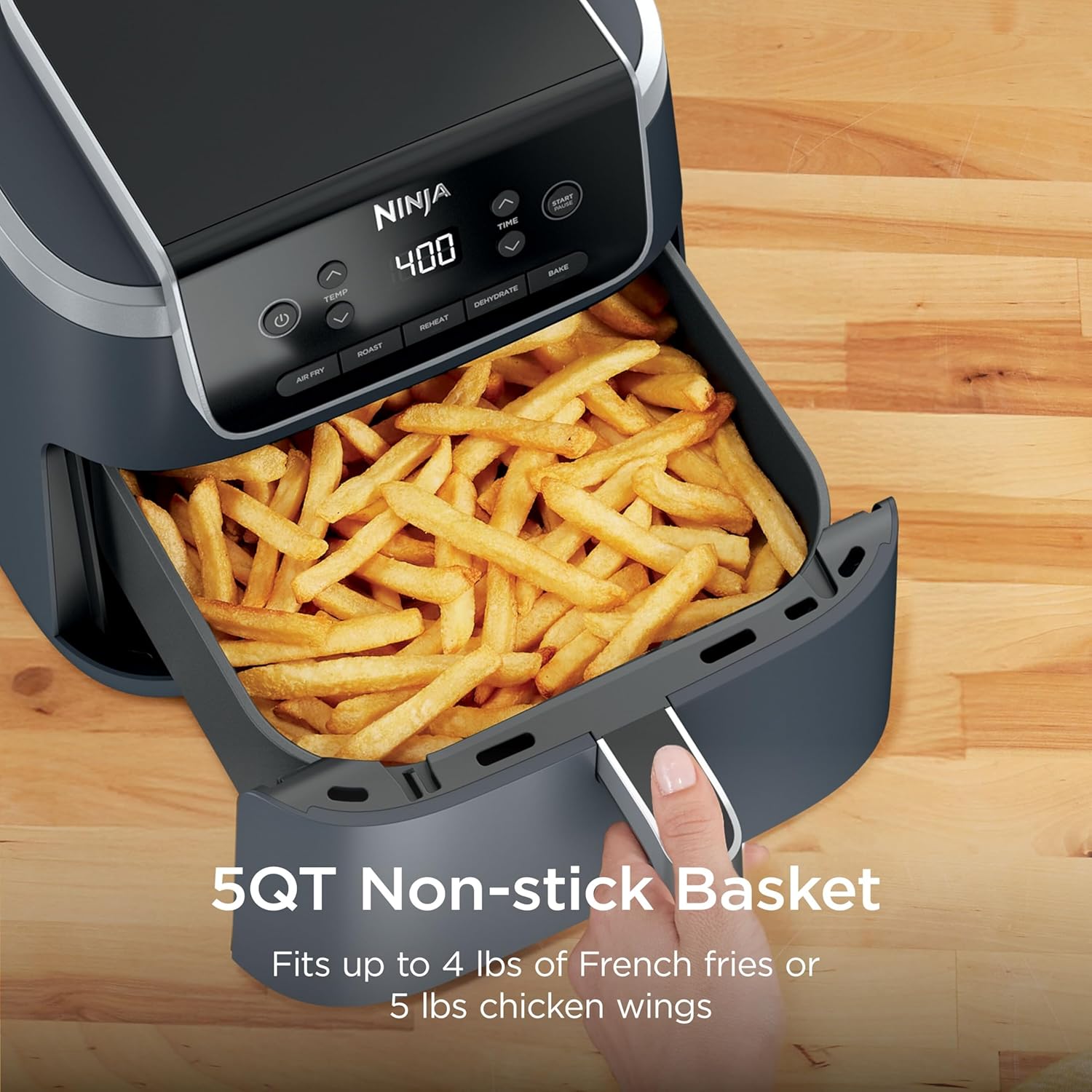 Ninja Air Fryer Pro 5-in-1 | 5 QT Capacity, Air Fry, Bake, Roast, Reheat, and Dehydrate, Air Crisp Technology | Nonstick Basket & Crisper Plate | Cyberspace | AF142BL