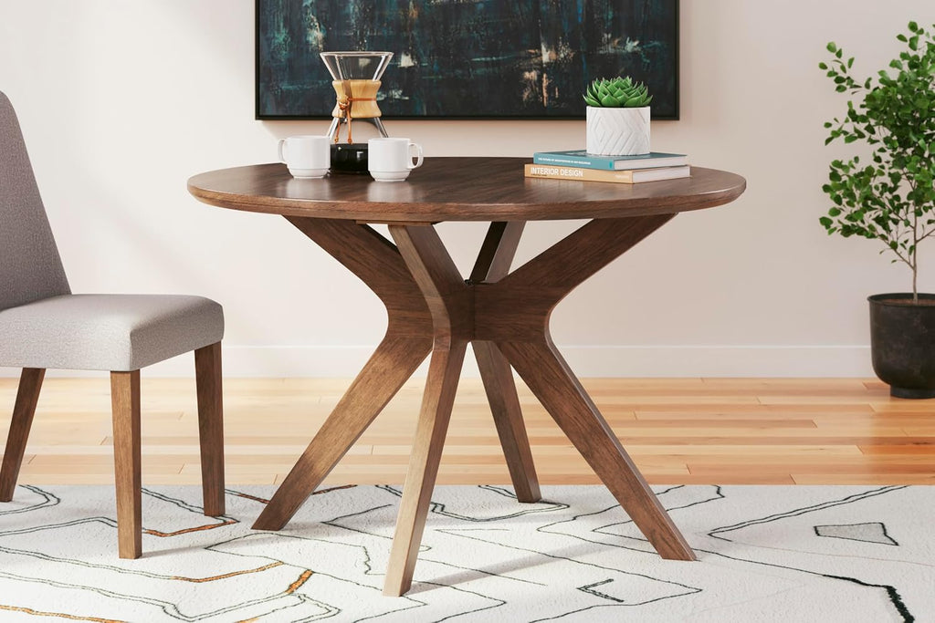 Signature Design by Ashley Lyncott Traditional Round Dining Room Table, Seats up to 4, Brown, 45" W x 29.75" H