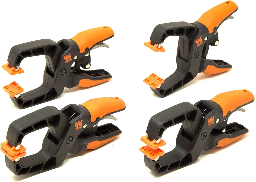 WEN CLH151 Quick-Release Ratcheting Hand Clamps with 1.5-Inch Jaw Opening and 1.5-Inch Throat, 4 Pack
