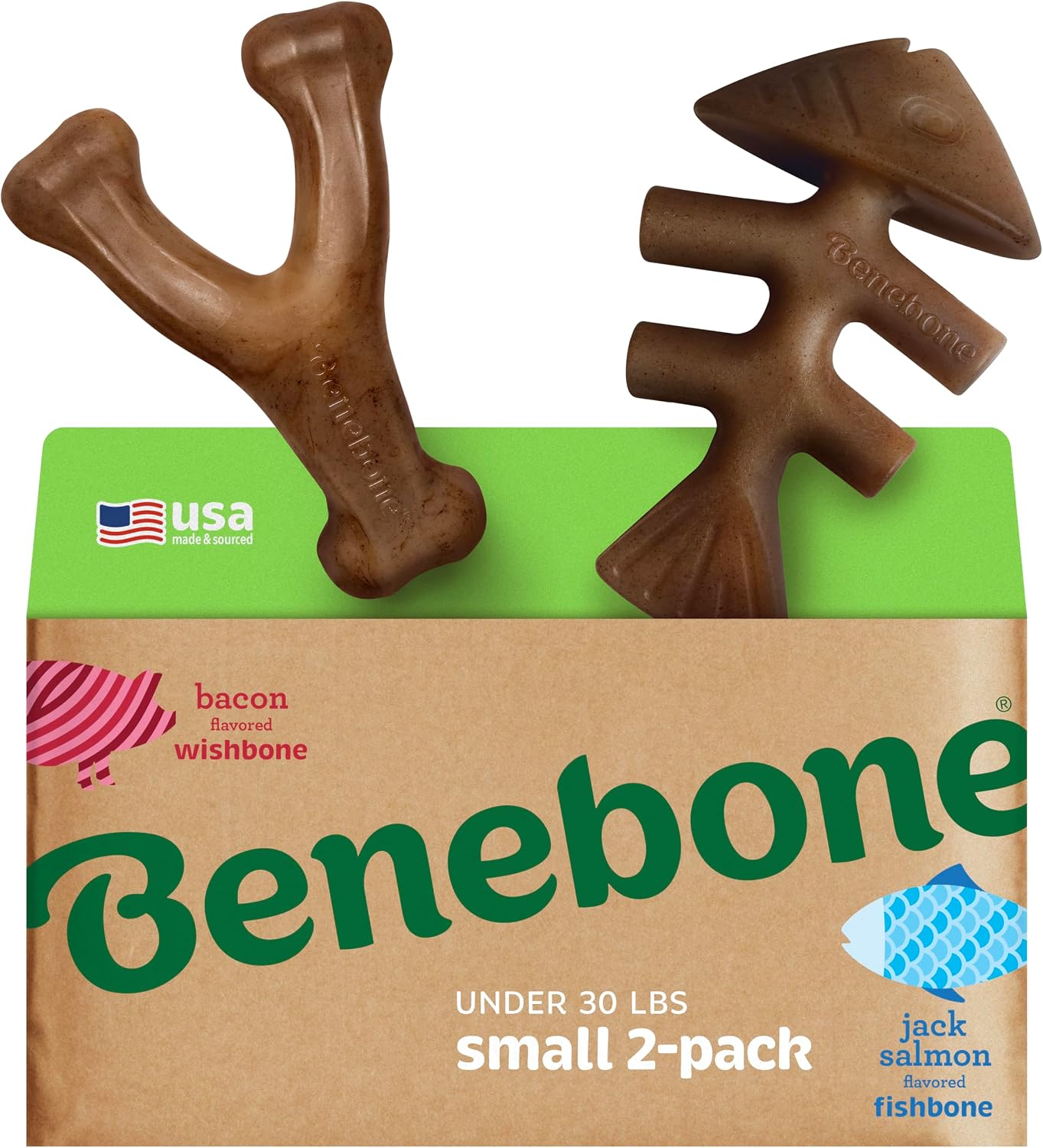 Benebone Medium 4-Pack Dog Toys for Aggressive Chewers – Durable Dog Bones, Made in USA – Dog Toys for Medium Dogs Under 60 lbs