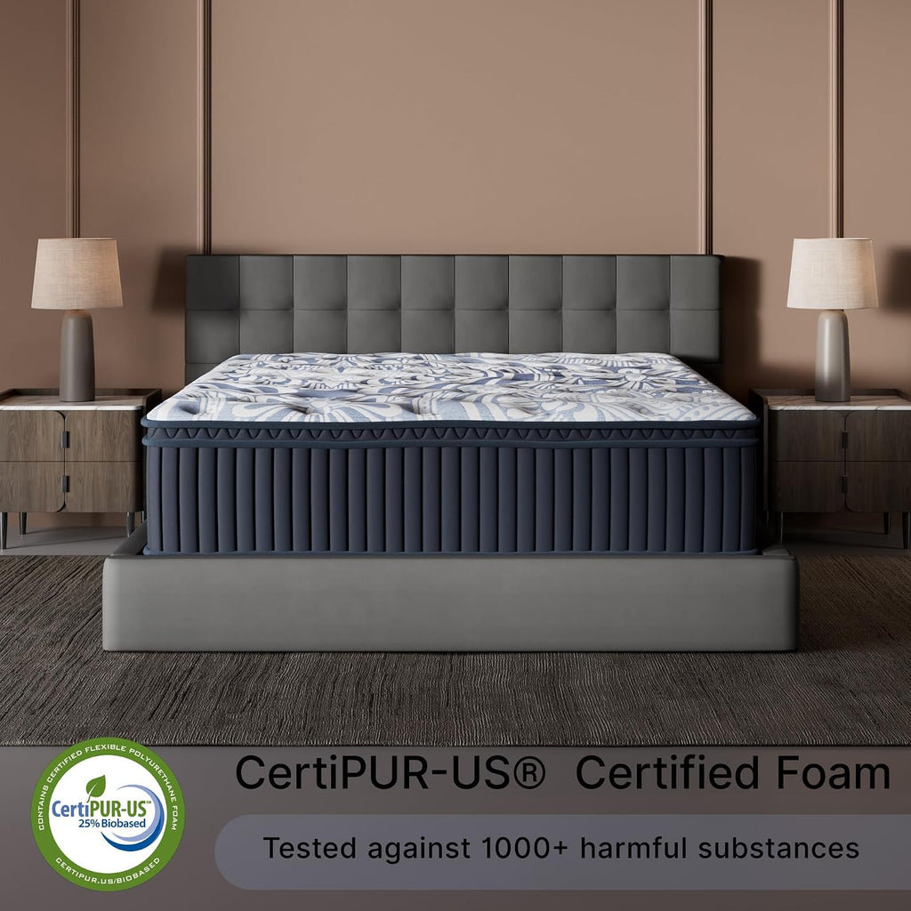 Signature Design by Ashley Plush Luxe 2.0 15 Inch Breathable Gel Latex Memory Foam Hybrid Mattress with Edge Support for Cool Sleep and Pressure Relief, Queen, Fiberglass-Free, Mattress in A Box