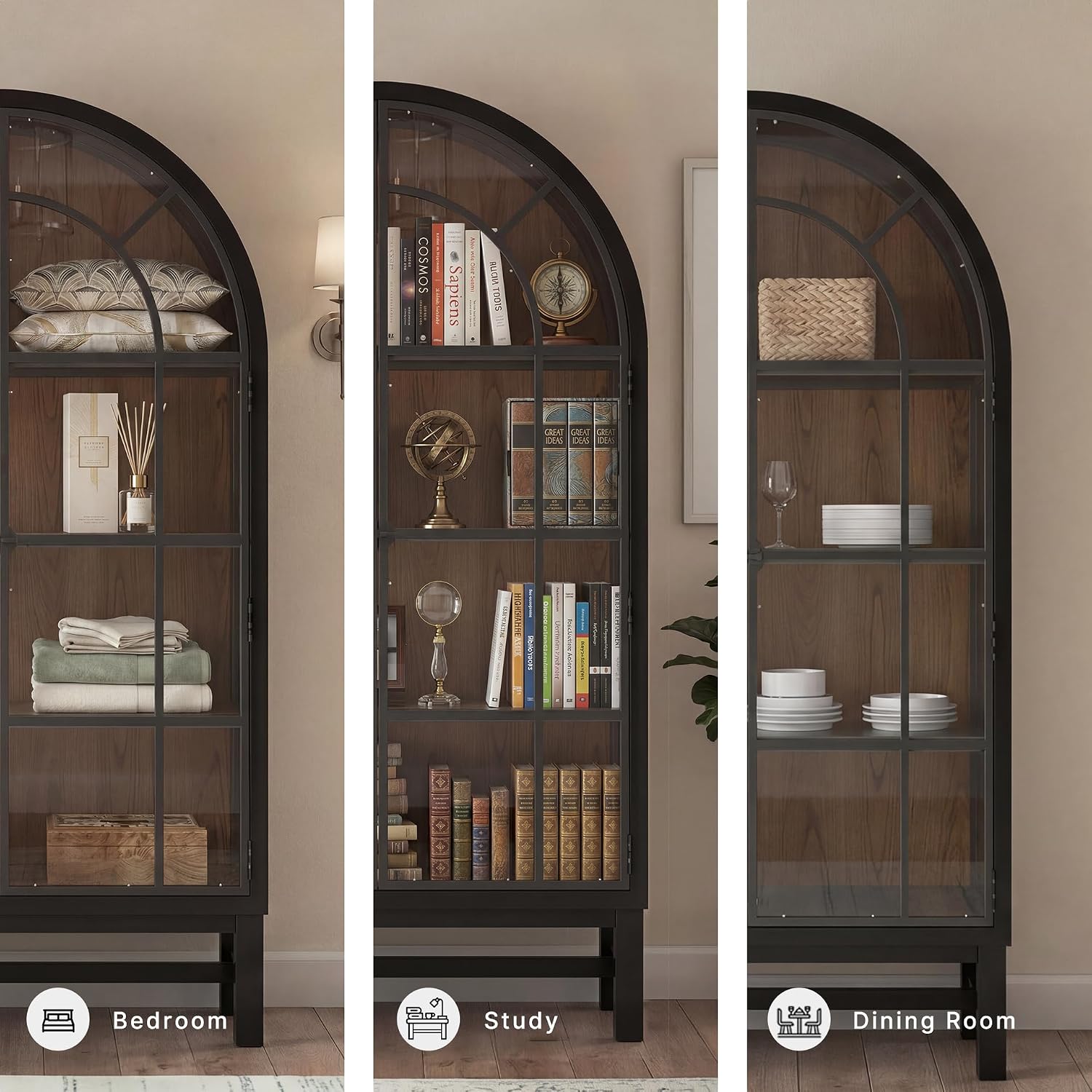 Signature Design by Ashley Chadworth Classic Display Cabinet with Anti-Tipping, Brown & Black
