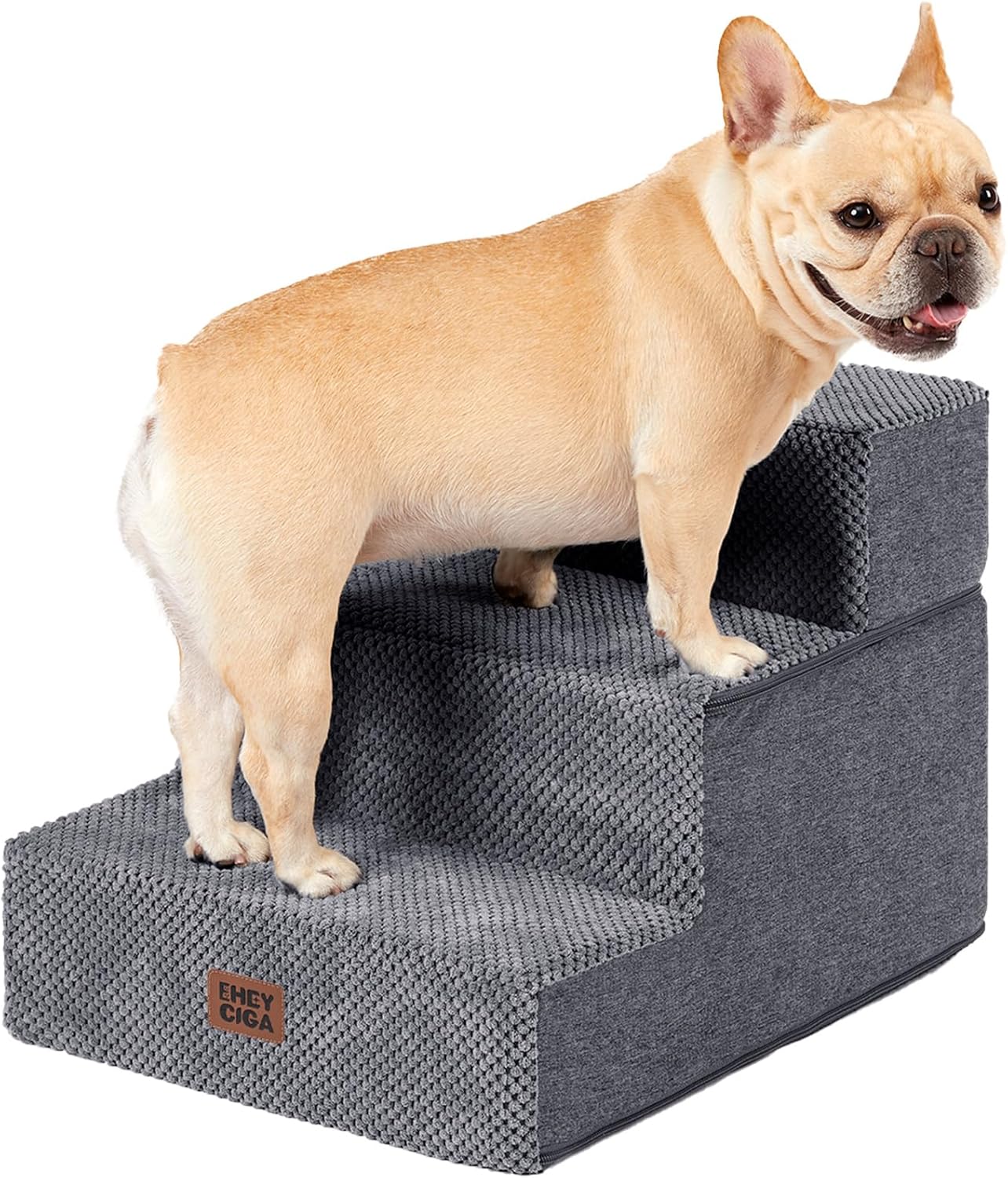 EHEYCIGA Dog Stairs for Bed 18" H, 4-Step Dog Steps for High Bed, Pet Steps for Small Dogs and Cats, Non-Slip Balanced Pet Ramp Indoor, Grey