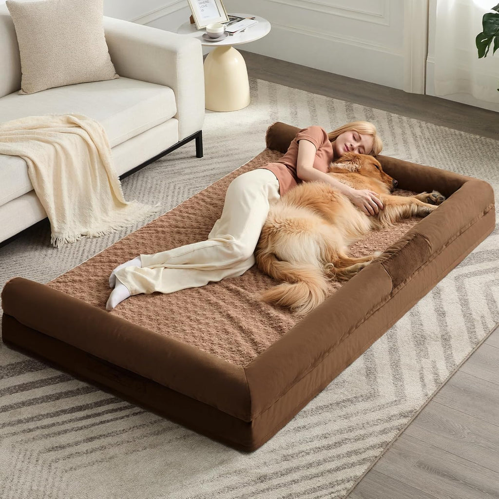 BFPETHOME Orthopedic Washable Dog Beds Large Sized Senior Dog for Comfy Sleeping with Removable Cover, Waterproof Big Soft Pet Couch Bed for Dogs Relax