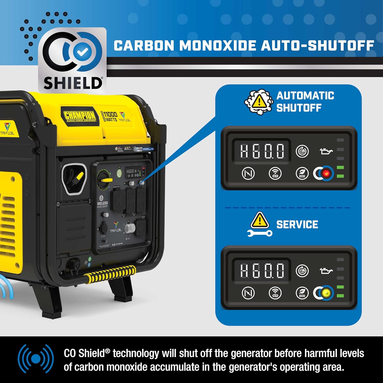 Champion Power Equipment 11,000-Watt Wireless Remote Start Tri Fuel Home Backup Portable Inverter Generator with Quiet Technology and Free 3-Year Warranty