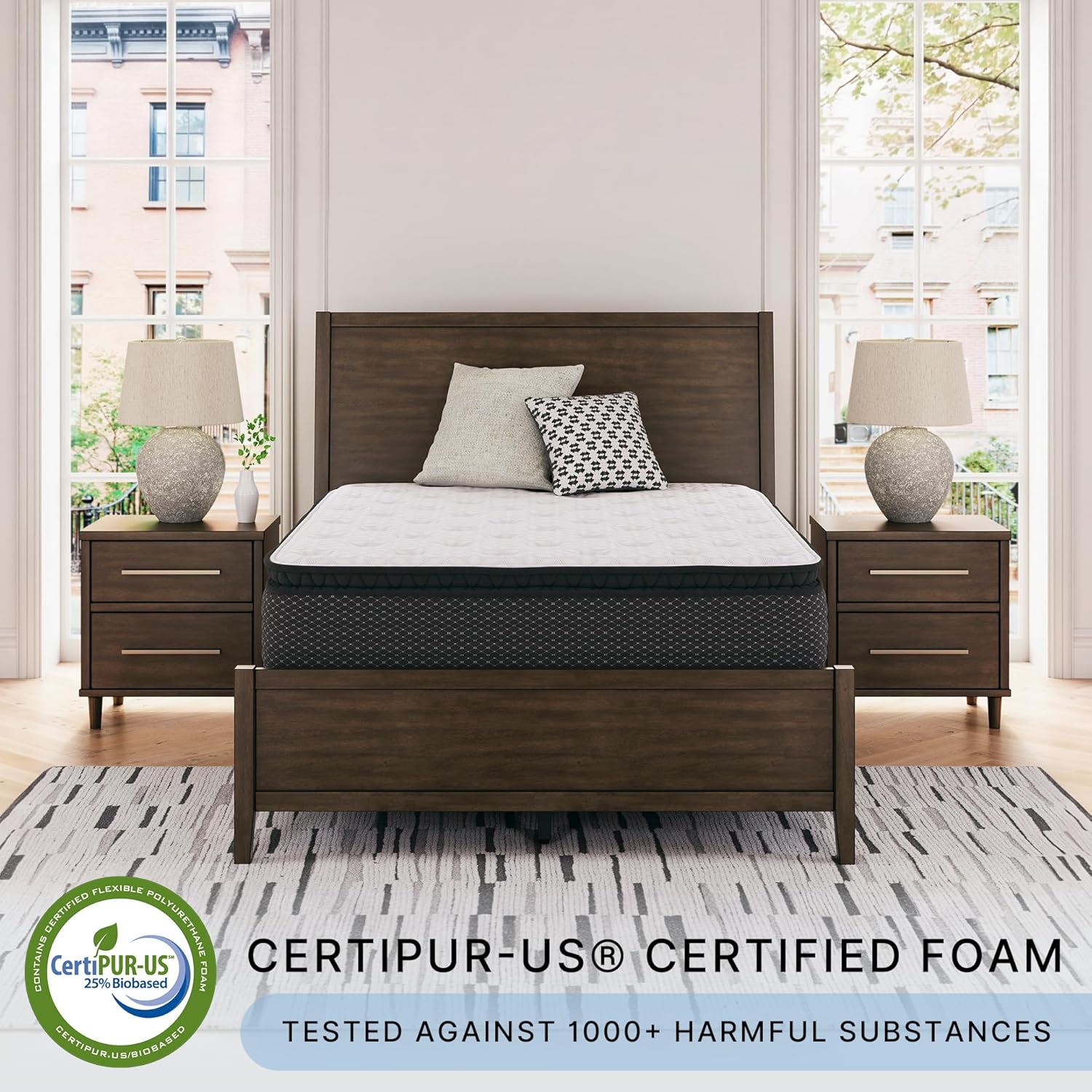 Signature Design by Ashley Queen Pillow Top 13 ' Pillow Top Hybrid Mattress with Gel Memory Foam, Edge Support for Cool Sleep and Pressure Relief, Fiberglass-Free, Bed In A Box