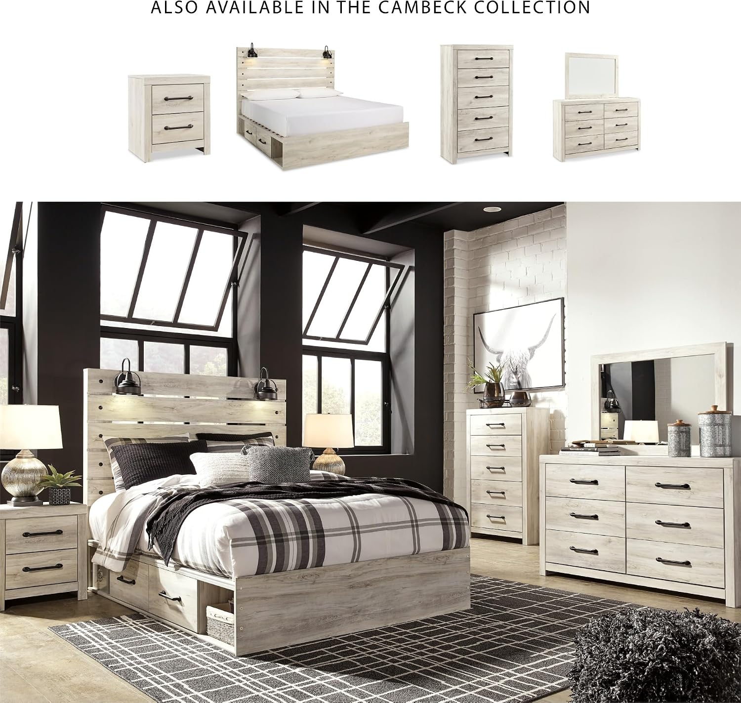 Signature Design by Ashley Cambeck Vintage Casual Chest With 5 Smooth-Gliding Drawers, Meets ASTM International Safety Standards, Whitewash Finish, 31.73' W