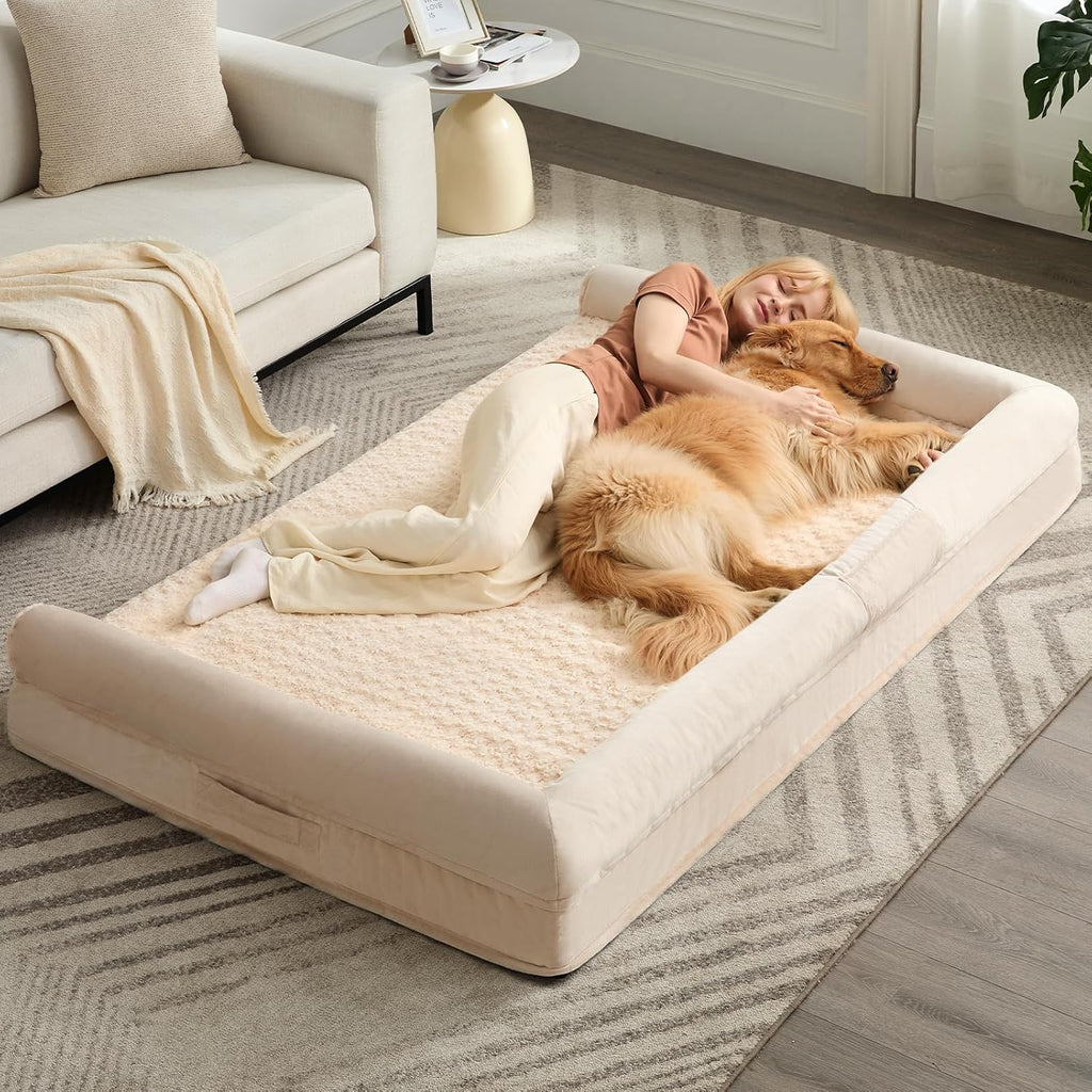 BFPETHOME Orthopedic Washable Dog Beds Large Sized Senior Dog for Comfy Sleeping with Removable Cover, Waterproof Big Soft Pet Couch Bed for Dogs Relax