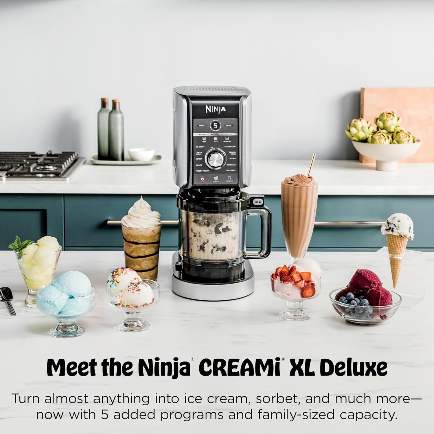 Ninja CREAMi Deluxe 11-in-1 Ice Cream and Frozen Treat Maker for Ice Cream, Sorbet, Frozen Drinks & More, with (2) XL Family Size Pint Containers, NC501C (Canadian Version)