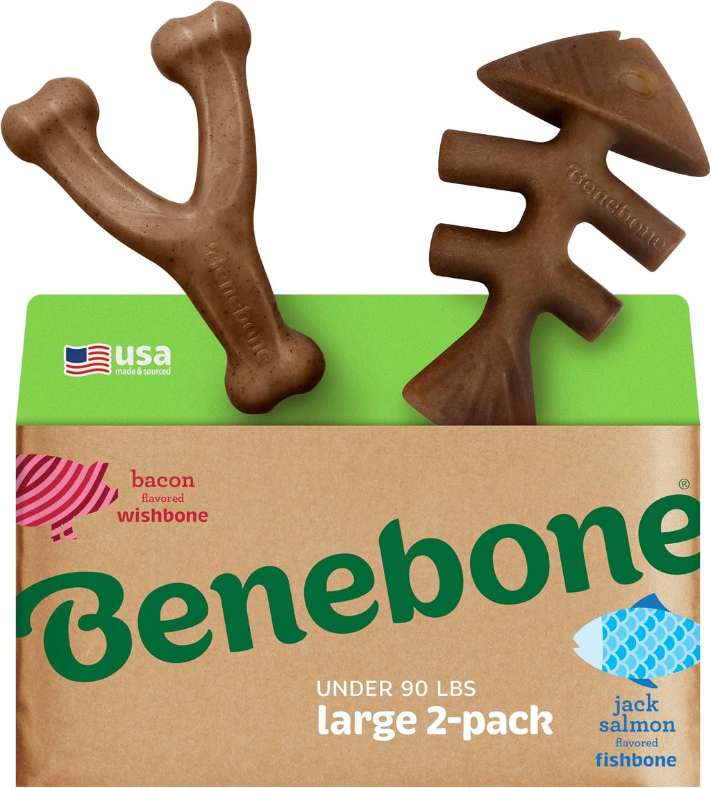 Benebone Medium 4-Pack Dog Toys for Aggressive Chewers – Durable Dog Bones, Made in USA – Dog Toys for Medium Dogs Under 60 lbs