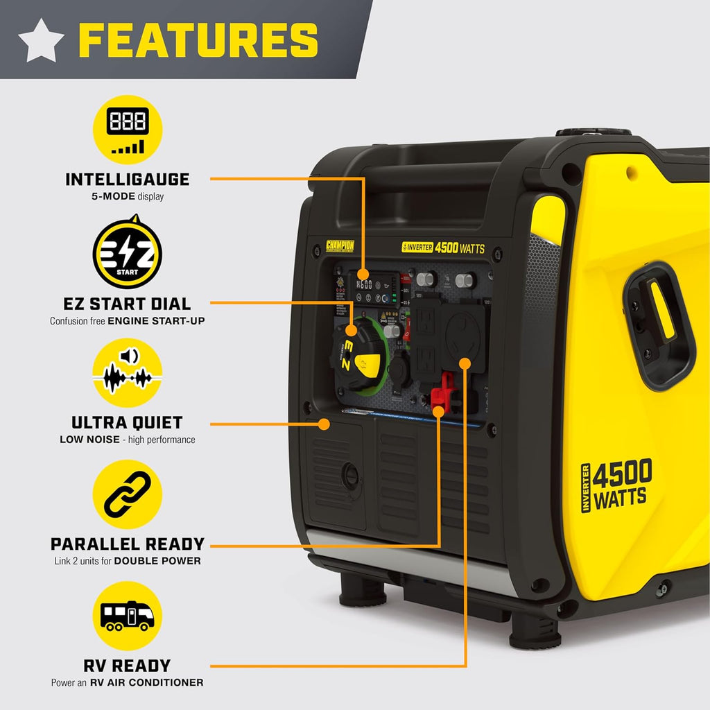 Champion Power Equipment 4500-Watt Wireless Remote Start Inverter Generator with Quiet Technology and Free 3-Year Warranty