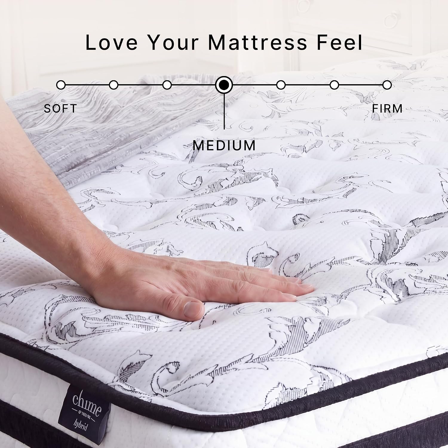 Signature Design by Ashley Queen Size Chime 8 Inch Medium Firm Innerspring Mattress with Pressure Relief Quilt Foam, Fiberglass-Free, Mattress In A Box