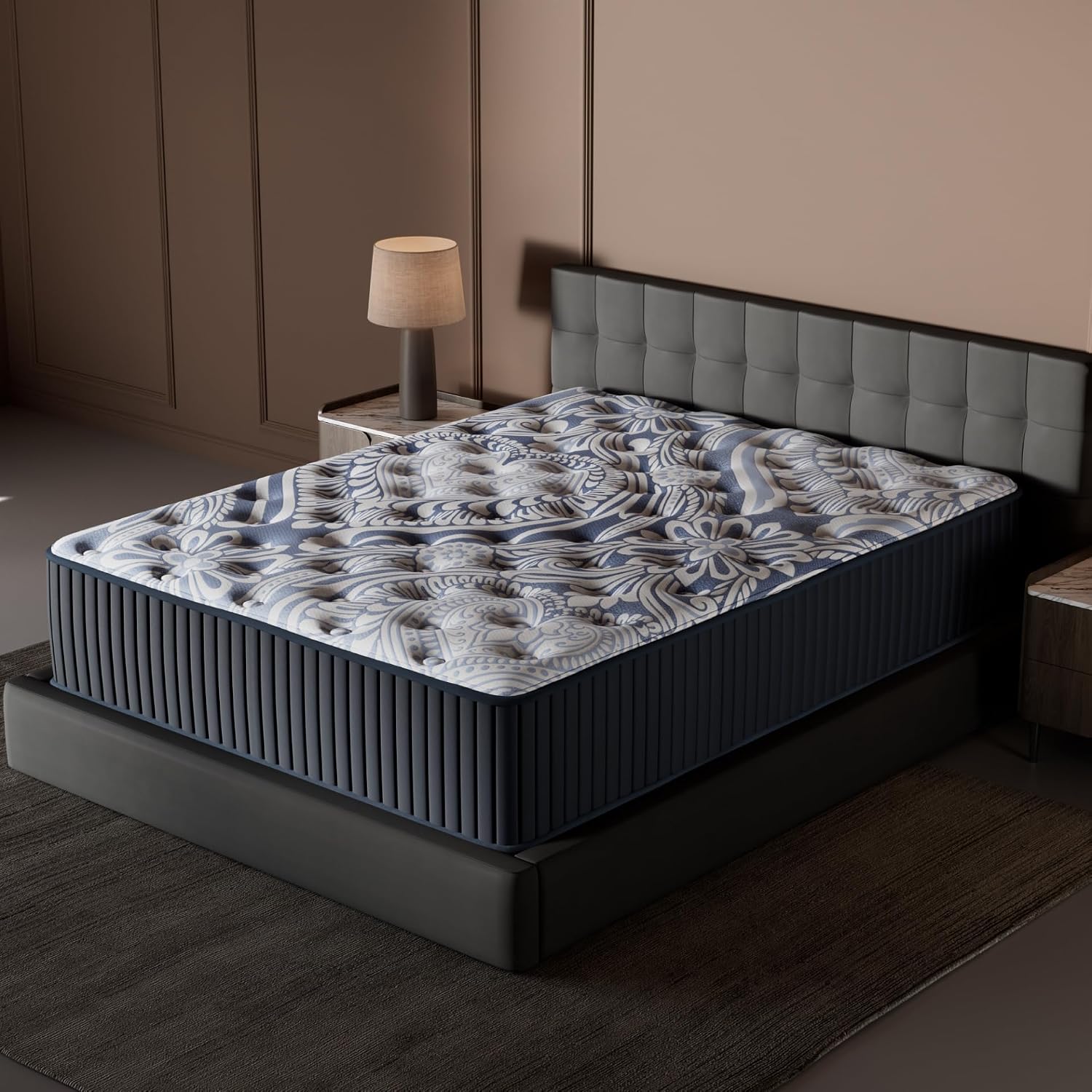 Signature Design by Ashley Firm Luxe 2.0 15 Inch Breathable Gel Latex Memory Foam Hybrid Mattress with Edge Support for Cool Sleep and Pressure Relief, Queen, Fiberglass-Free, Mattress in A Box