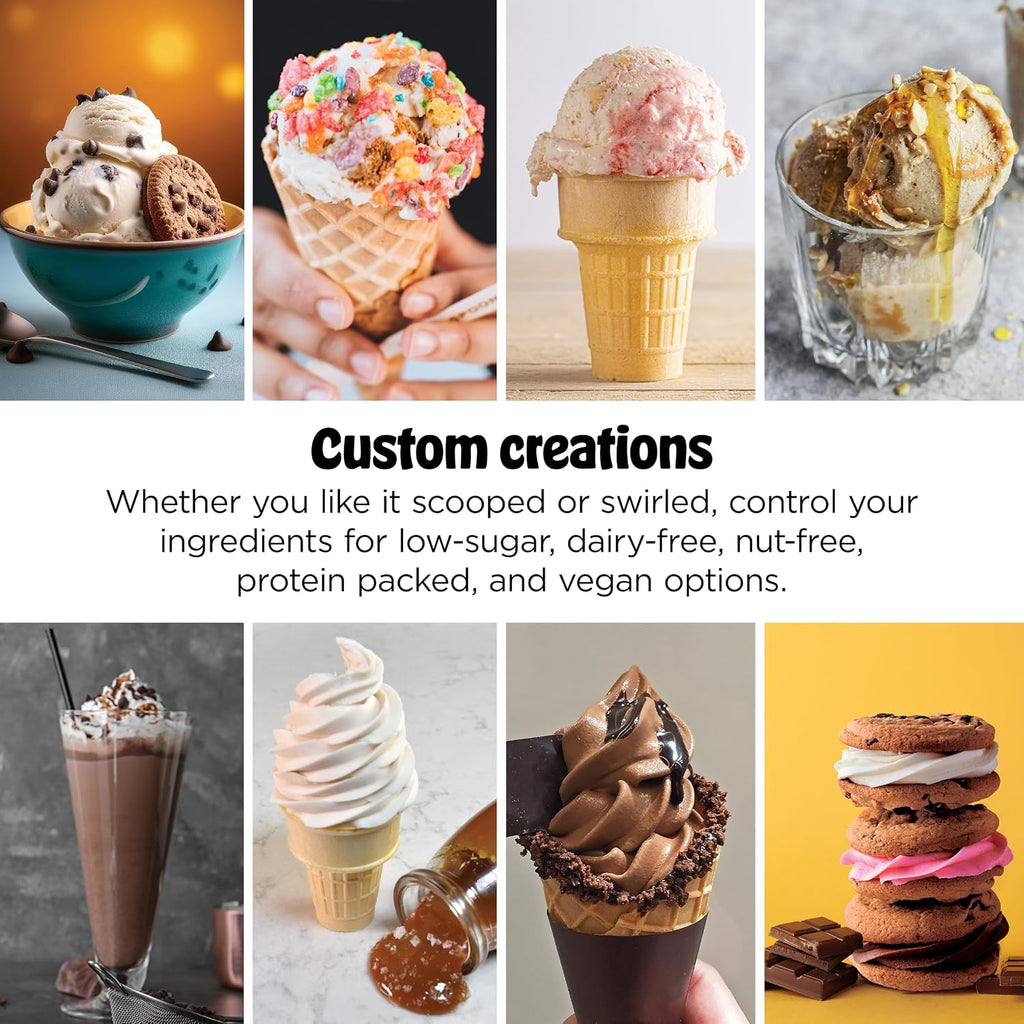Ninja CREAMi Swirl Ice Cream and Soft Serve Maker, Sorbet, Milkshake, Frozen Yogurt, Low Calories Program & More, 13-in-1, Soft Serve Handle & (2) CREAMi Swirl 16oz Pints, For Kids & ALL ages, NC701C