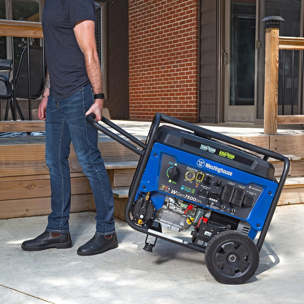 Westinghouse 9500 Peak Watt Dual Fuel Home Backup Portable Generator, Electric Start, Transfer Switch Ready, Gas & Propane Powered, CO Sensor