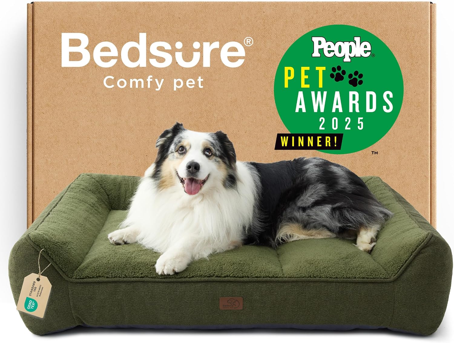 Bedsure SupportMax™ XL Orthopedic Dog Beds Large Sized Dog - Extra Thick Supportive Dogs Couch with Waterproof Washable Cover, Extra Large Comfort Pet Sofa with Soft Sherpa & Nonskid Bottom, Grey, 42"
