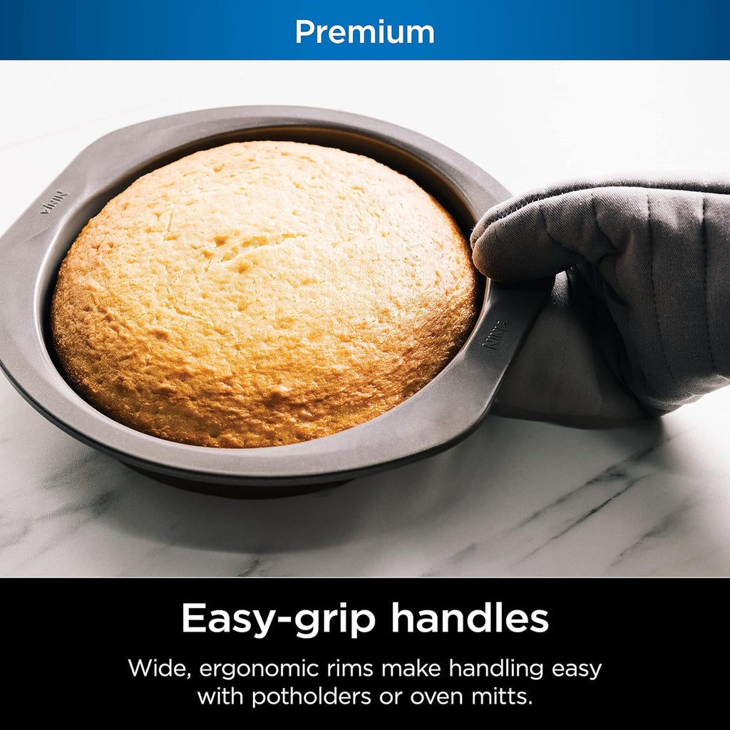 Ninja B30309 Foodi NeverStick Premium 9 inch Round Cake Pan, Nonstick, Oven Safe up to 500⁰F, Dishwasher Safe, Grey