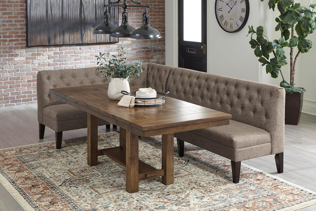 Signature Design by Ashley Moriville Rectangular Dining Extension Table, 2 Extension Leaves, Seats 8, 36" W x 86" D x 30.13" H, Wood & Acacia Veneer, Brown