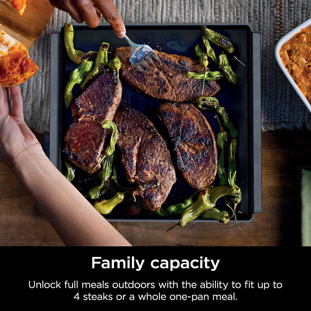 Ninja XSKOCTPN Woodfire Outdoor Cast Iron Pan, Pre-Seasoned, High Heat, Compatible Woodfire Outdoor Oven (OO100 Series), Cast Iron, Black, 12” x 12”