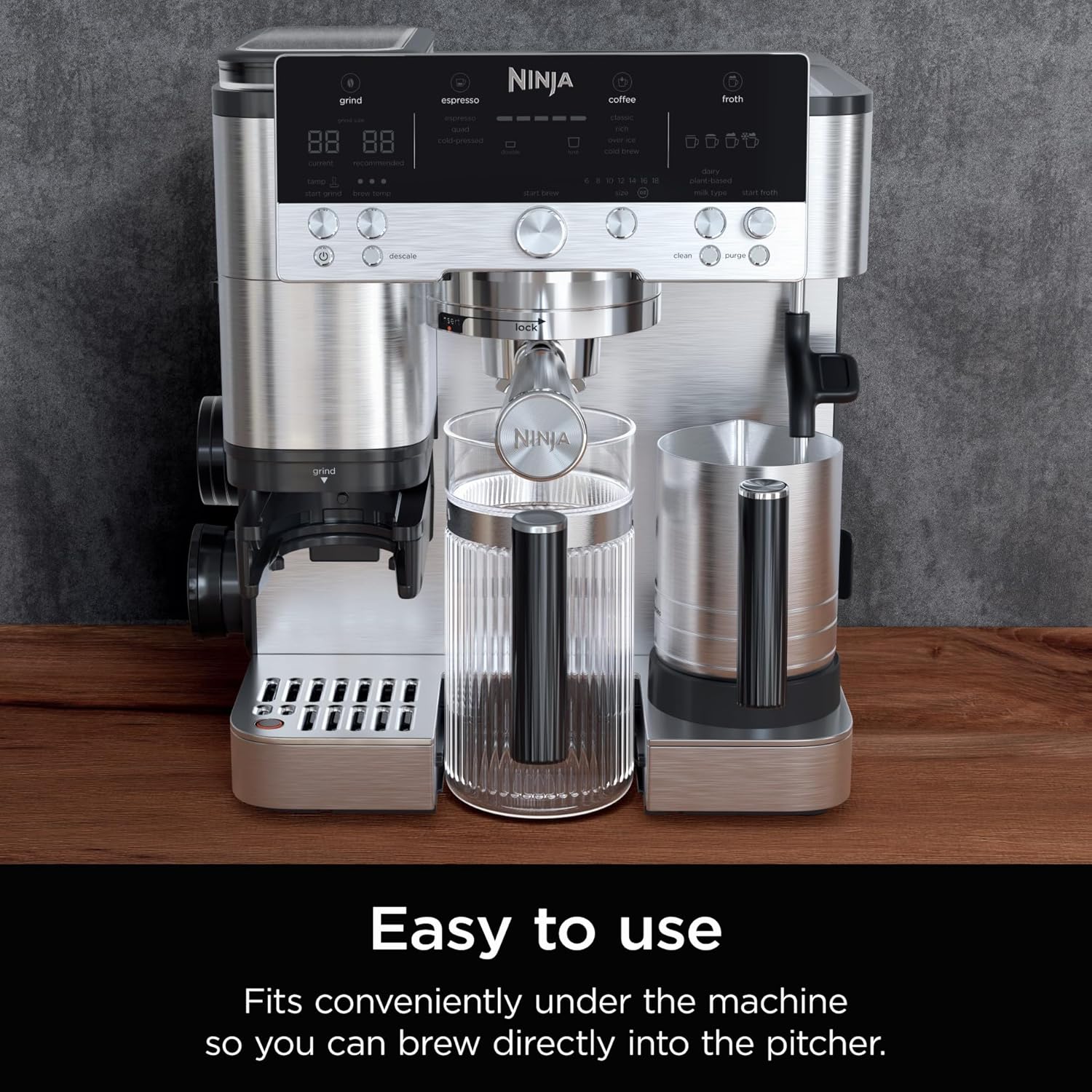 Ninja Luxe Café 28 oz. Shareable Pitcher, for Espresso and Coffee, Glass Carafe, Hot or Iced, Espresso Machine Accessories, XSKSHRBLEPTCHR