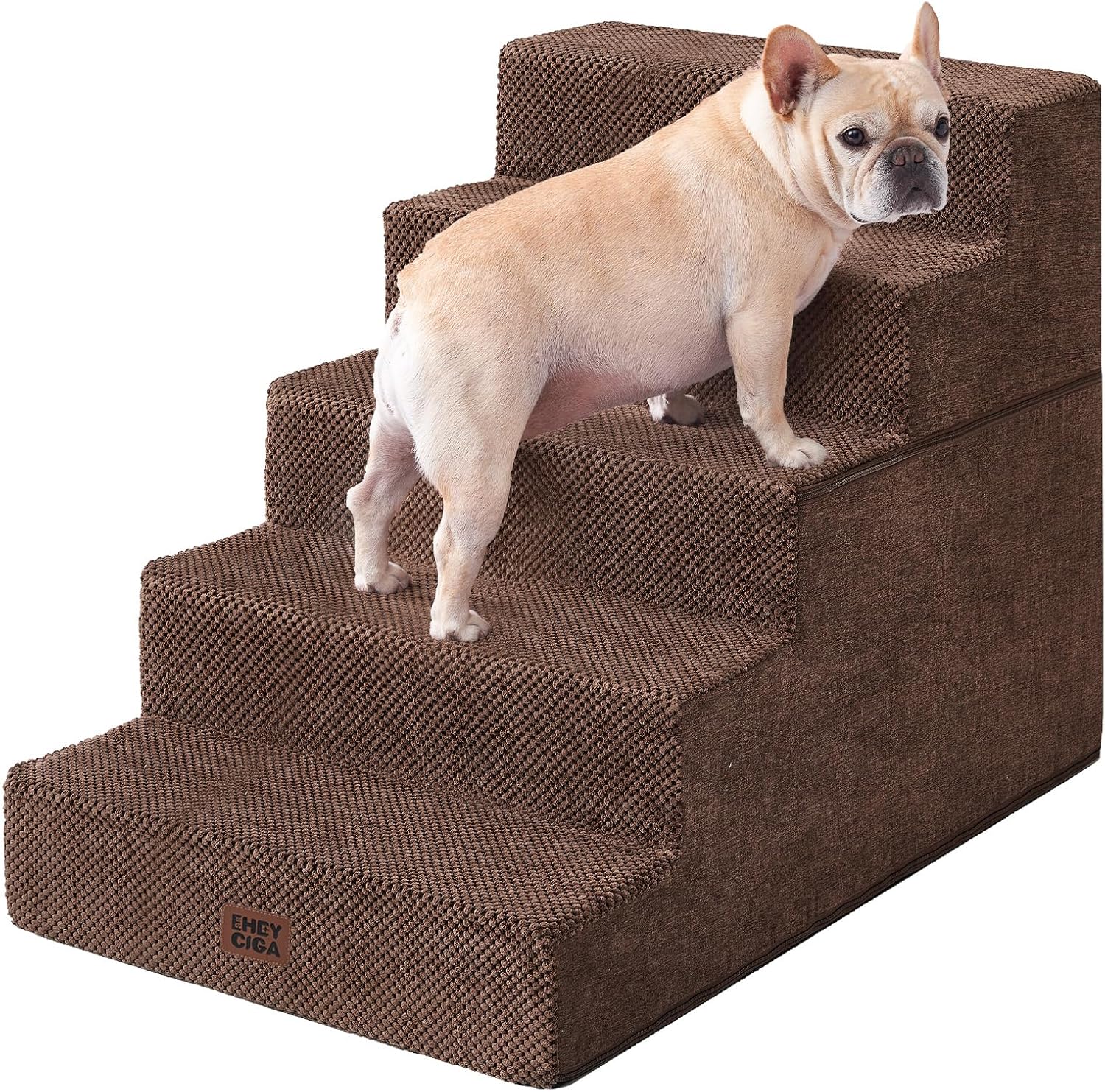EHEYCIGA Dog Stairs for Bed 18" H, 4-Step Dog Steps for High Bed, Pet Steps for Small Dogs and Cats, Non-Slip Balanced Pet Ramp Indoor, Grey