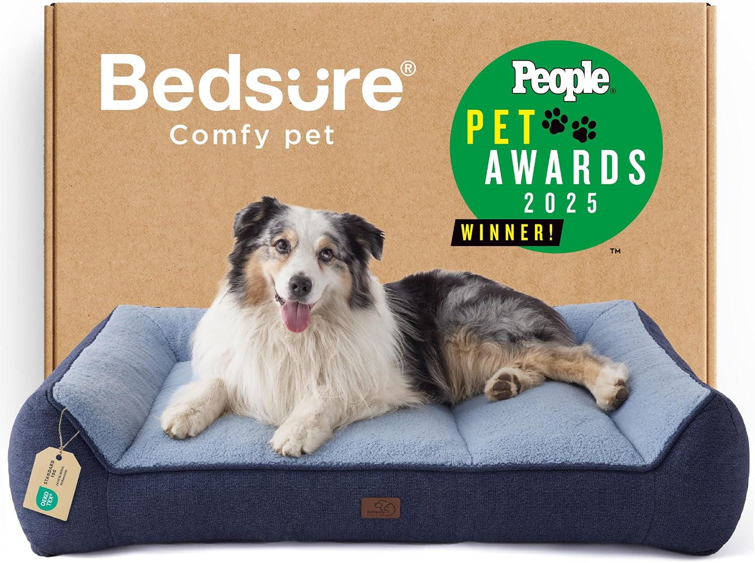 Bedsure SupportMax™ XL Orthopedic Dog Beds Large Sized Dog - Extra Thick Supportive Dogs Couch with Waterproof Washable Cover, Extra Large Comfort Pet Sofa with Soft Sherpa & Nonskid Bottom, Grey, 42"