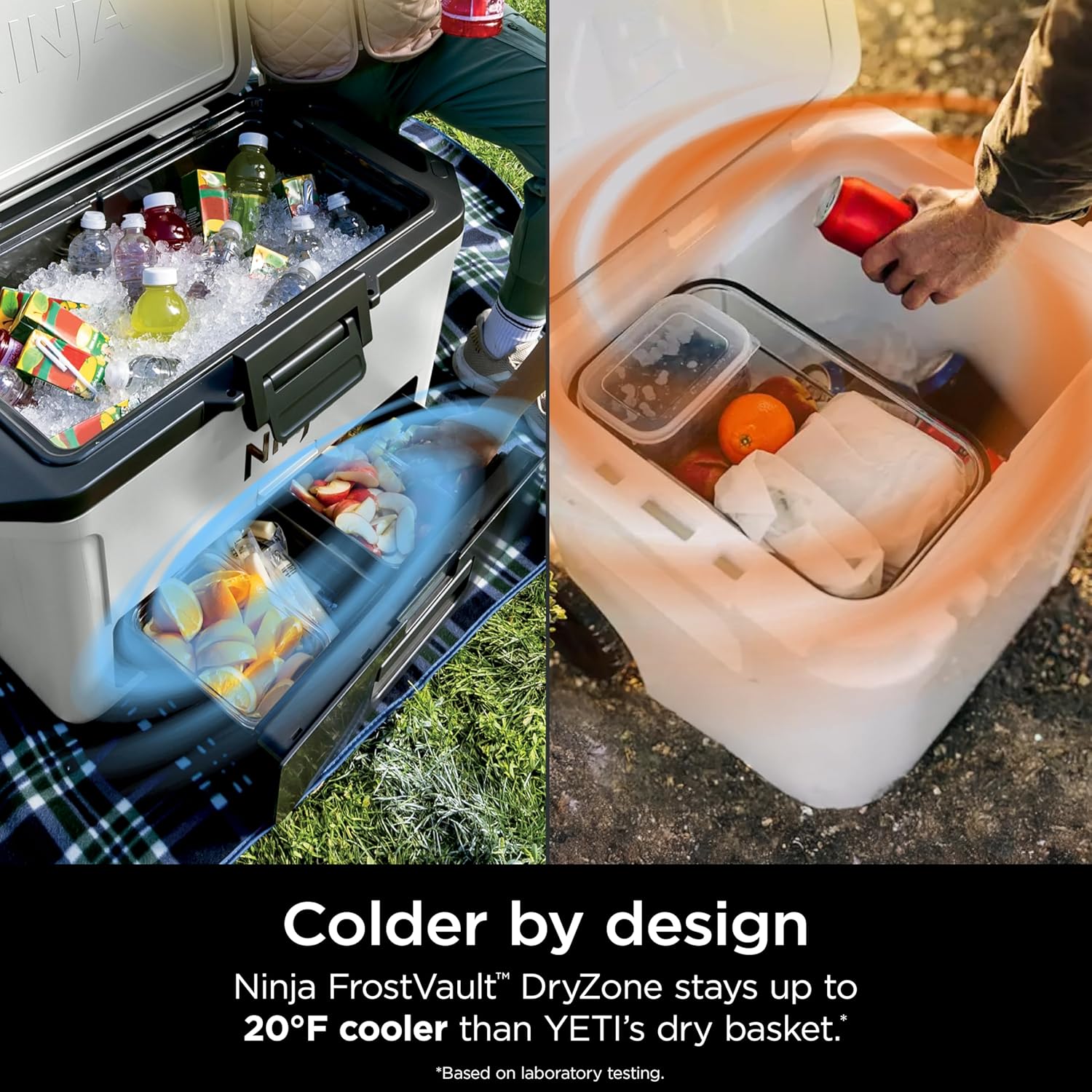 Ninja FrostVault 50qt Hard Cooler with Dry Zone | Integrated Fridge-Temp Dry Storage Drawer | Premium Heavy-Duty Insulated Cooler | Keeps Ice Cold for Days | True Red | FB151RD1