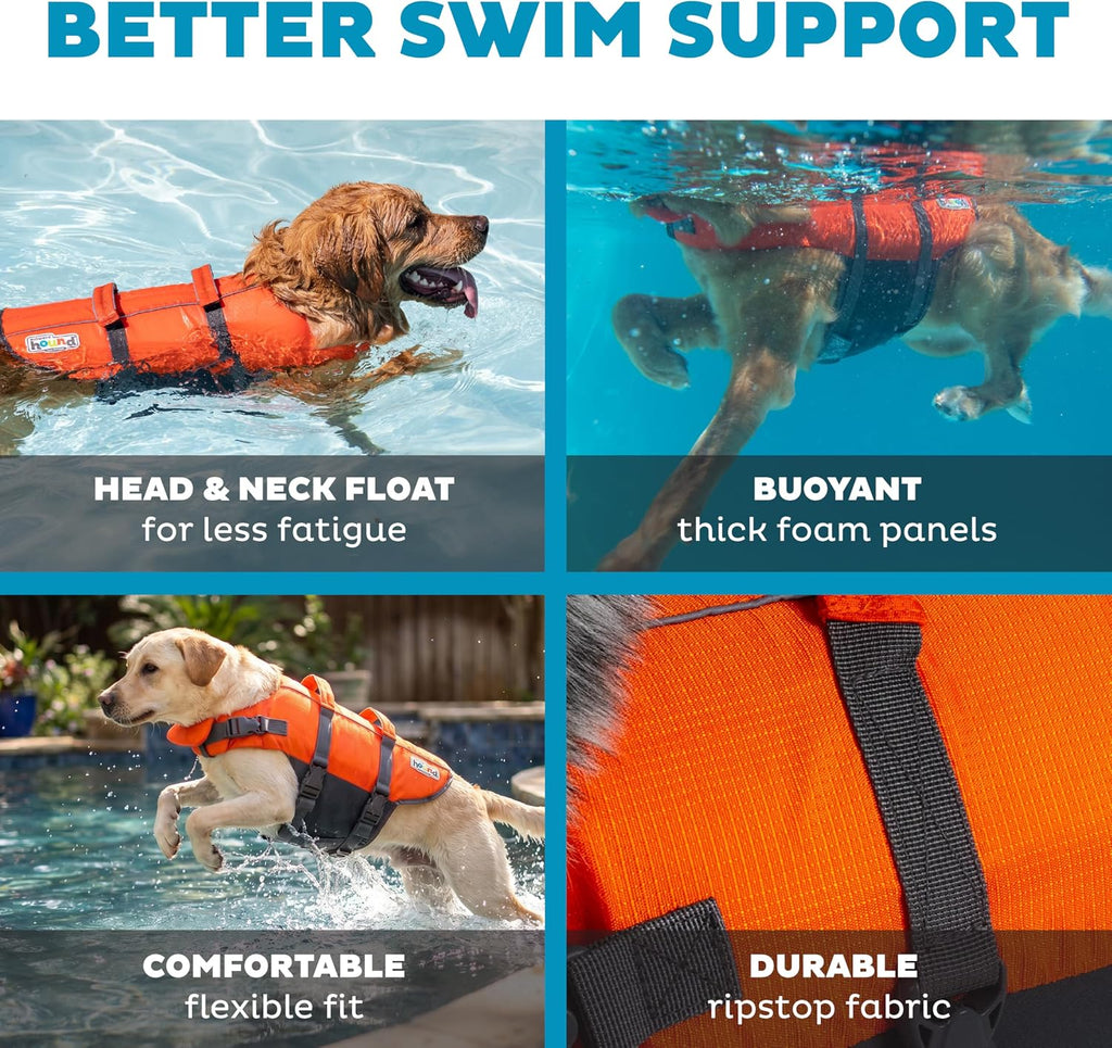 Outward Hound Granby Splash Orange Dog Life Jacket, Large
