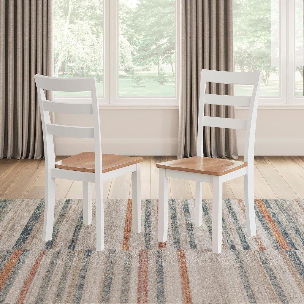 Signature Design by Ashley Gesthaven Solid Wood Frame Dining Chair, Set of 2, White/Natural