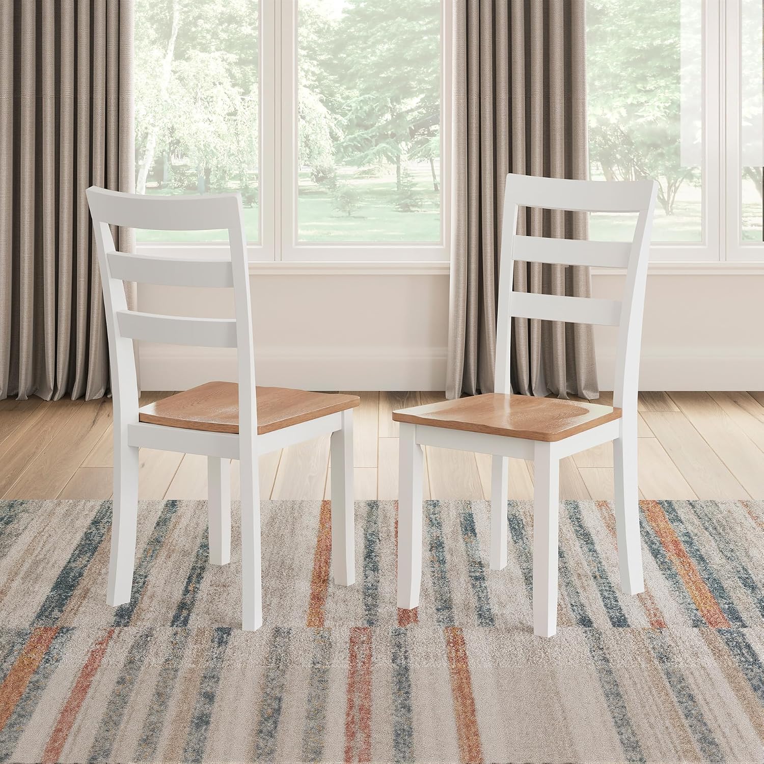 Signature Design by Ashley Gesthaven Solid Wood Frame Dining Chair, Set of 2, White/Natural