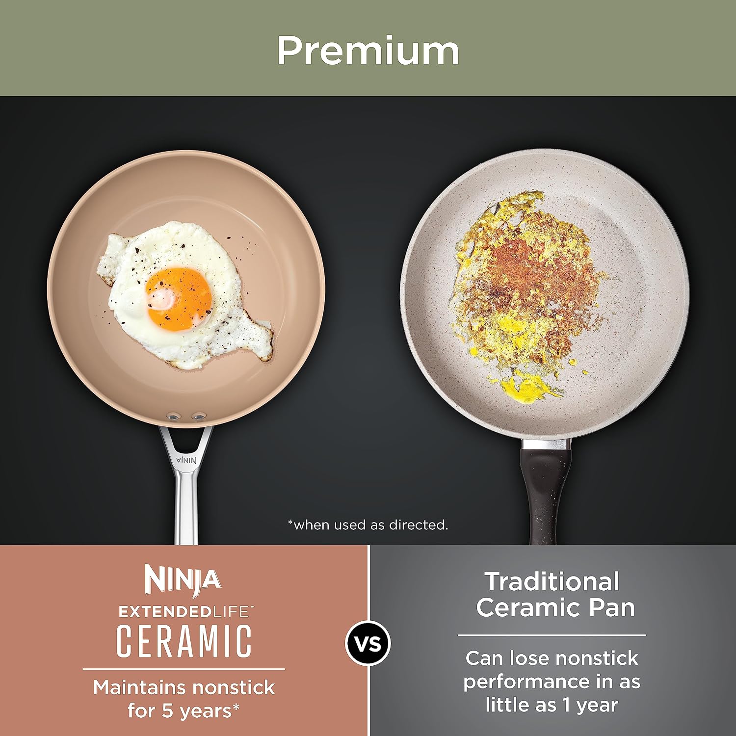 Ninja Pots and Pans Set Non Stick | Extended Life Premium Ceramic Cookware Set | 9-Piece Nonstick | PTFE Free | Oven Safe to 550°F | Induction Compatible | Frying Pan x3 | Cooking Pot x3 | CW99009