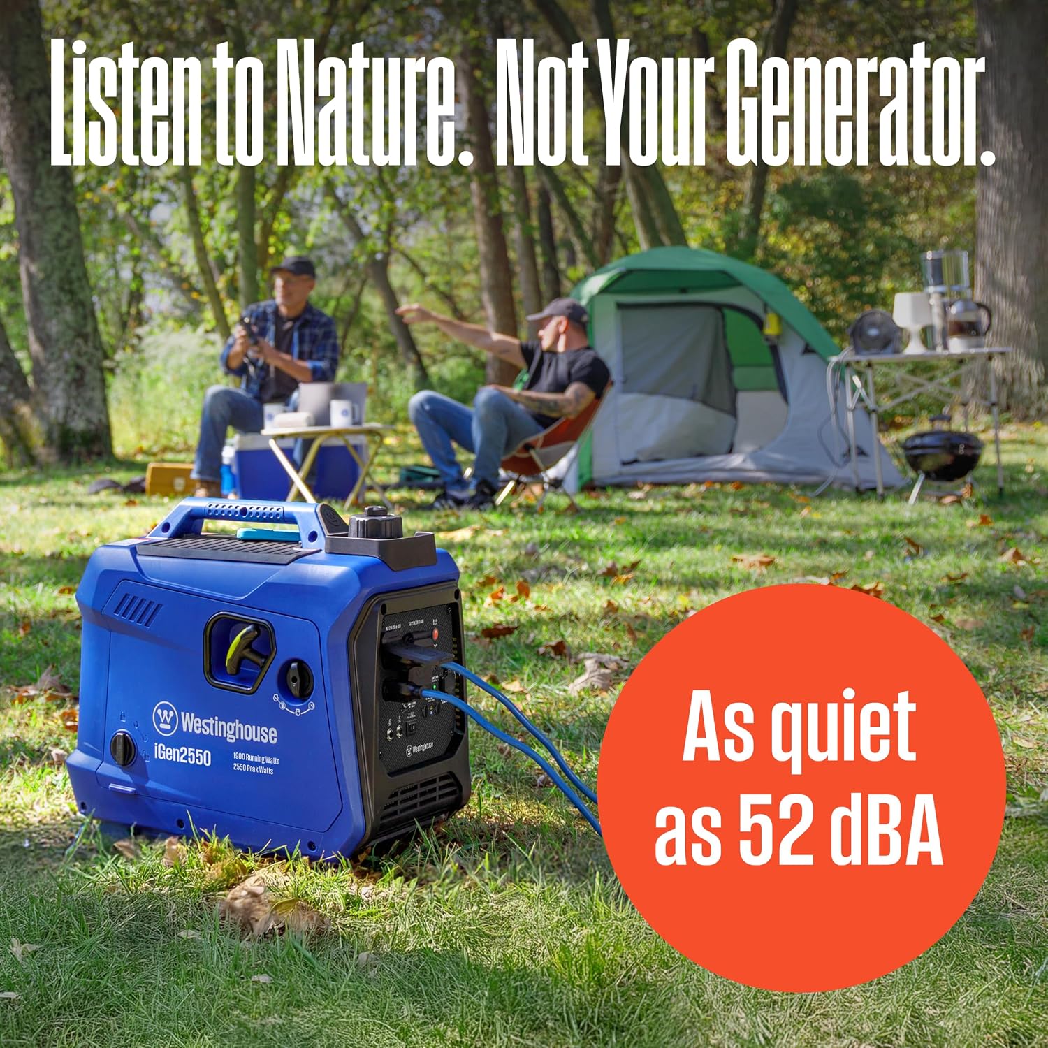 Westinghouse 2550 Peak Watt Super Quiet & Lightweight Portable Inverter Generator, RV Ready 30A Outlet, Gas Powered, Parallel Capable, Long Run Time,Blue
