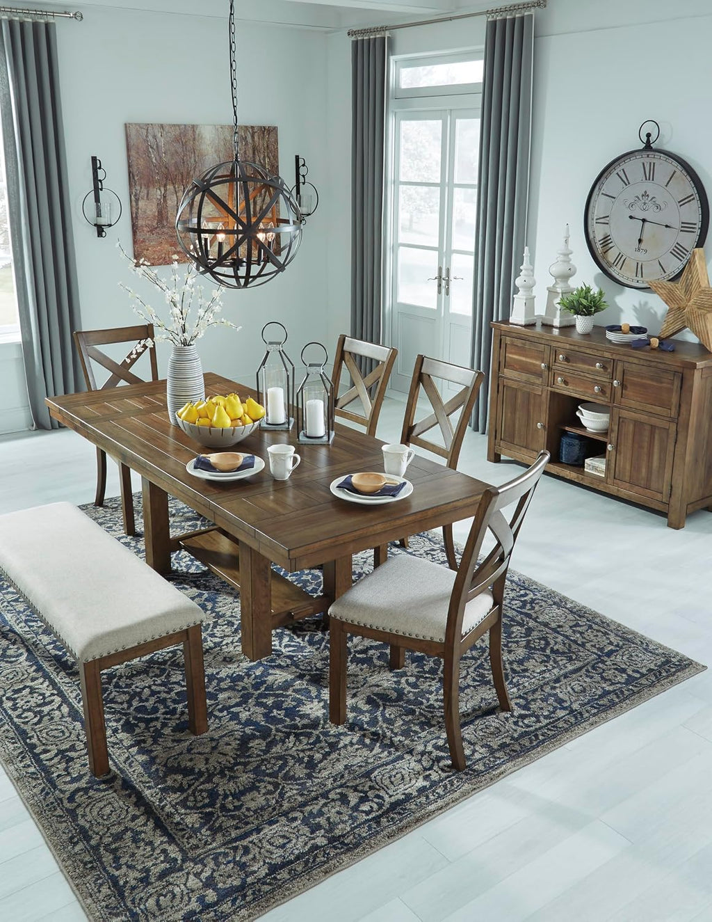 Signature Design by Ashley Moriville Rectangular Dining Extension Table, 2 Extension Leaves, Seats 8, 36" W x 86" D x 30.13" H, Wood & Acacia Veneer, Brown