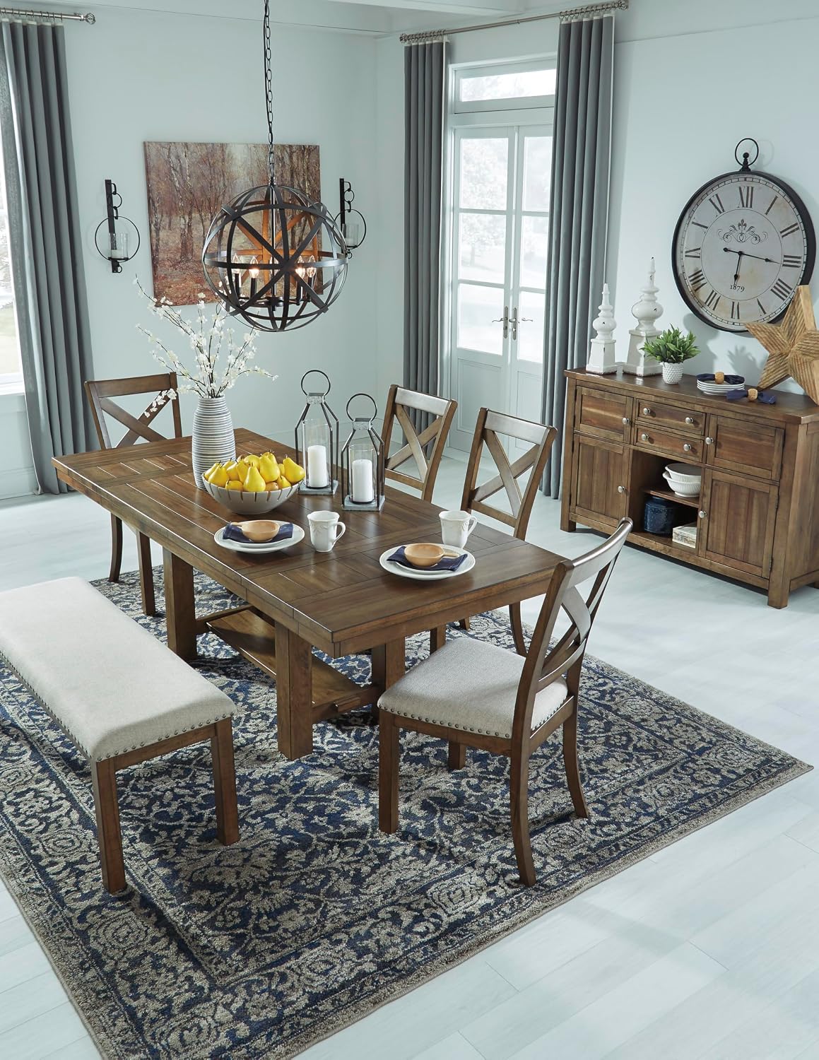 Signature Design by Ashley Moriville Rectangular Dining Extension Table, 2 Extension Leaves, Seats 8, 36" W x 86" D x 30.13" H, Wood & Acacia Veneer, Brown