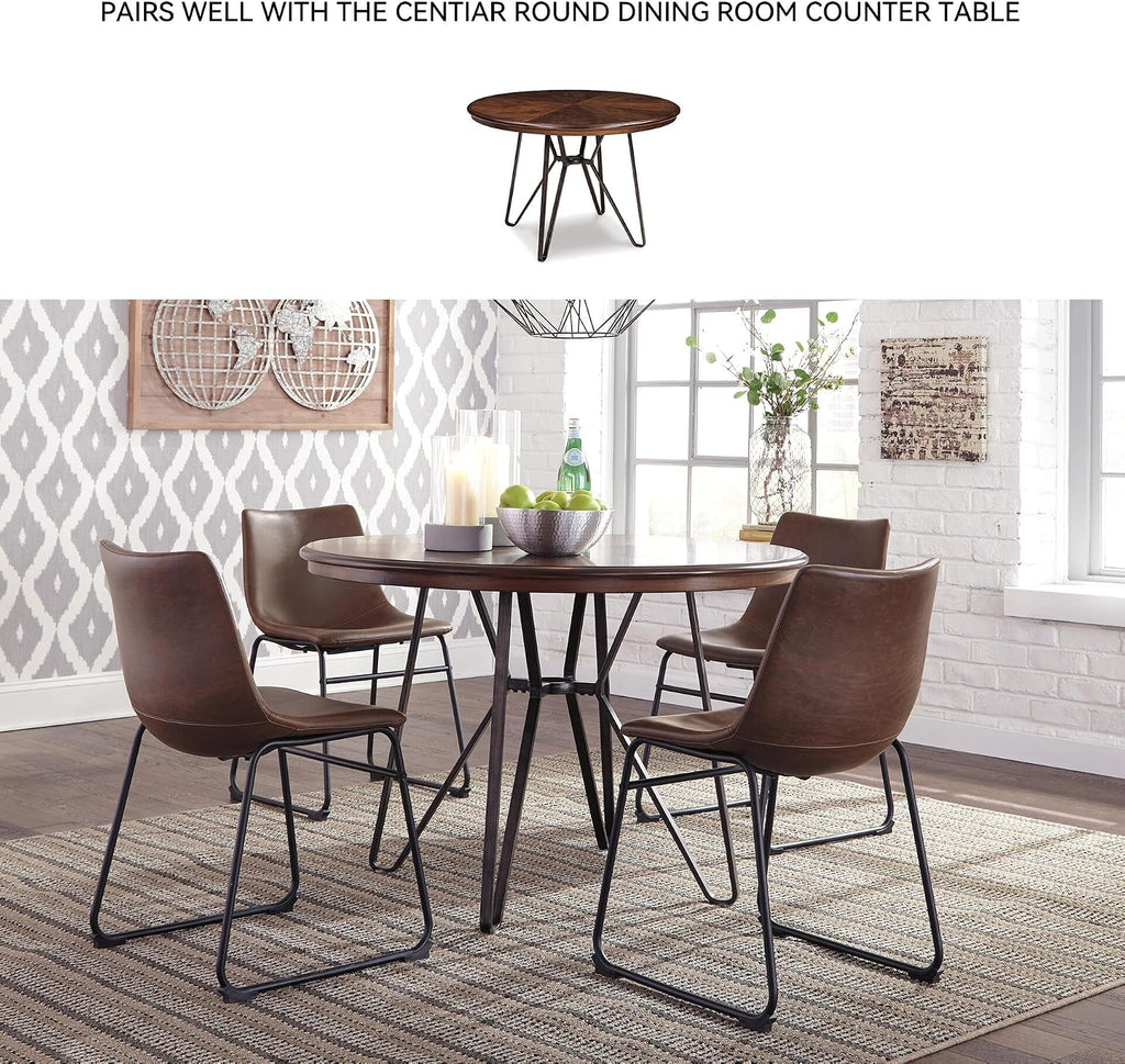 Signature Design by Ashley Mid Century Centiar 18.75" Dining Bucket Chair, 2 Count, Black and Brown