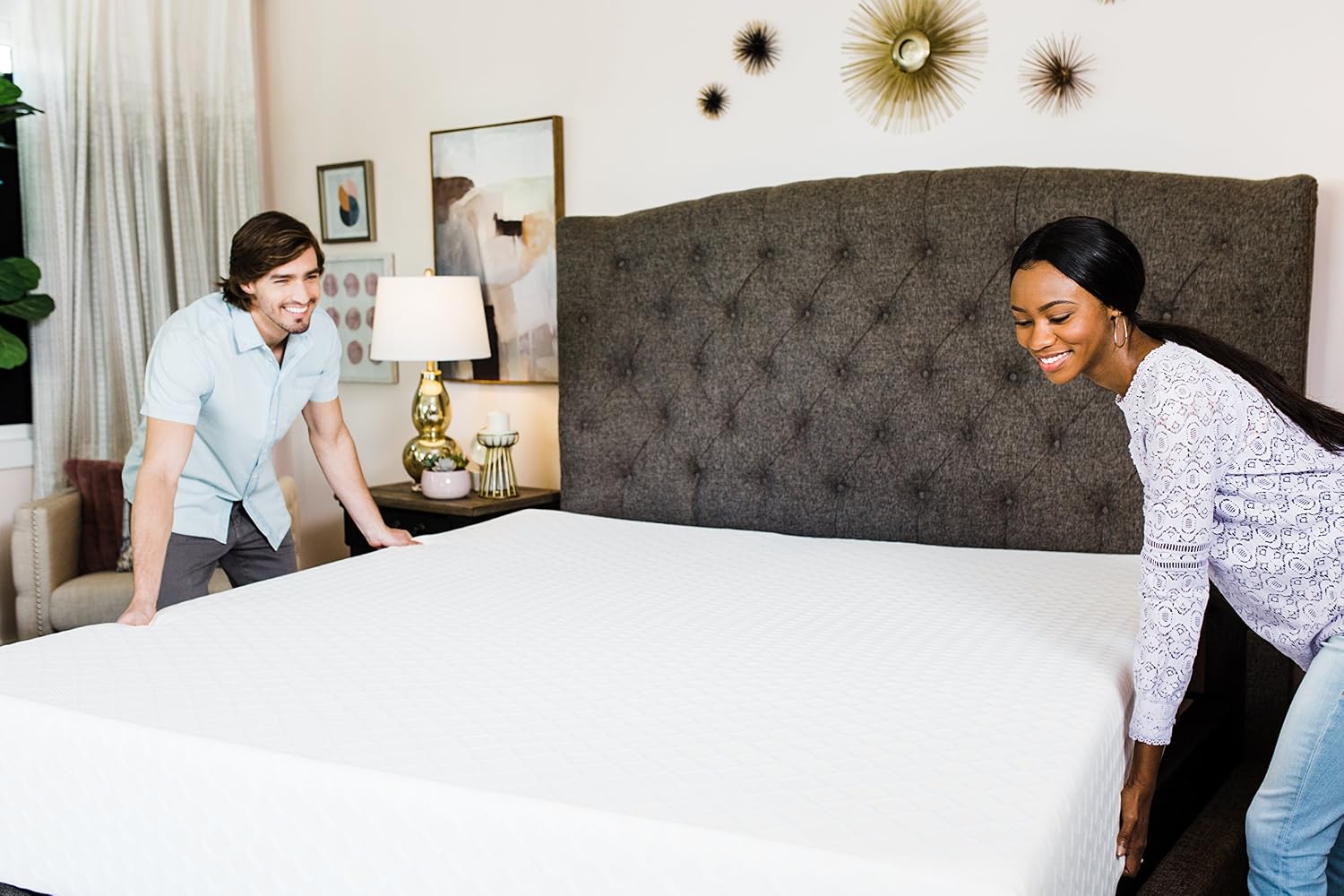 Signature Design by Ashley Twin Size Chime 8 Inch Medium Firm Gel Memory Foam Mattress with Green Tea & Charcoal Extract, Fiberglass-Free, Mattress In A Box