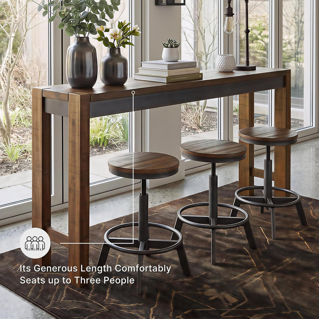 Signature Design by Ashley Furniture Torjin Long Counter Height Table, Seats up to 3, Wood, 72.13" W x 16" D x 36" H, 2-tone Brown