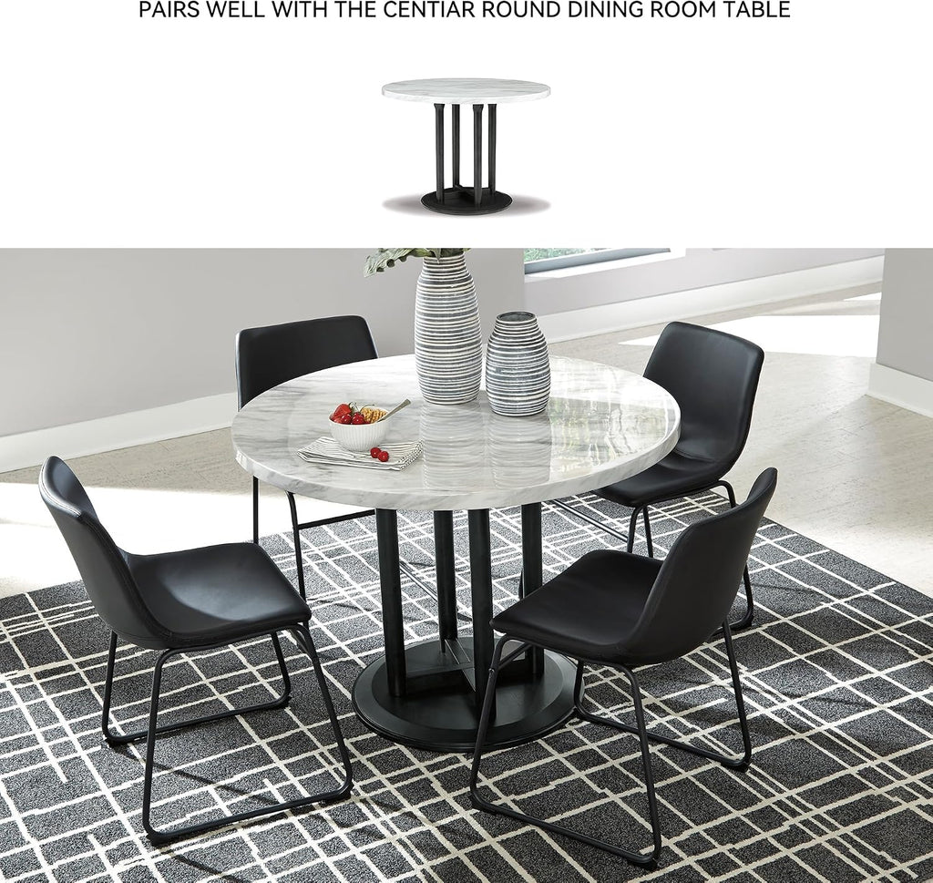 Signature Design by Ashley Centiar Mid Century Dining Room Bucket Chair, 2 Count, Black