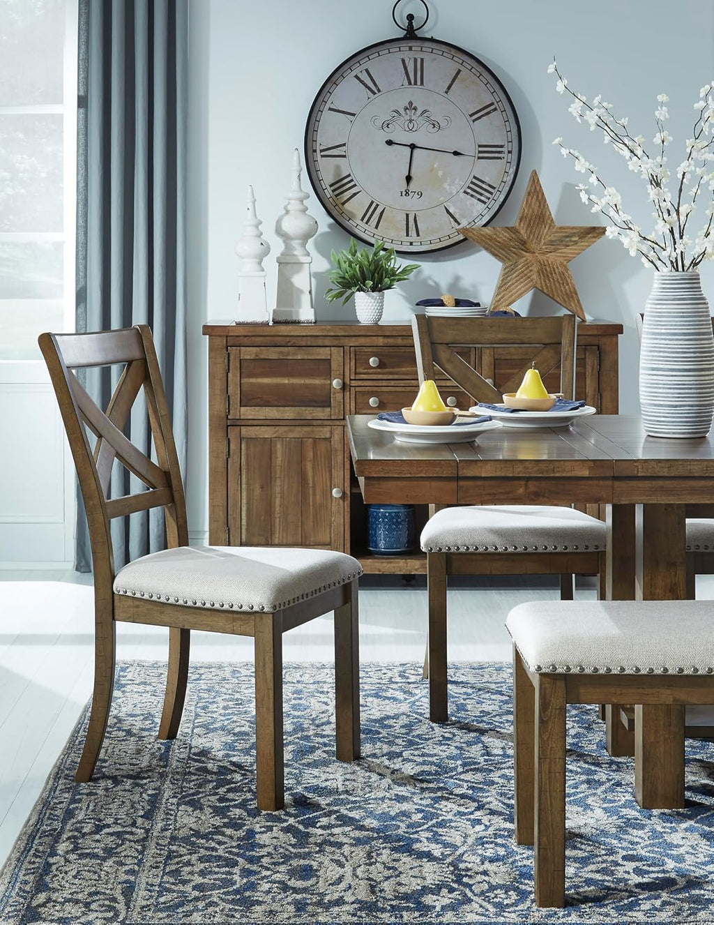 Signature Design by Ashley Moriville Rectangular Dining Extension Table, 2 Extension Leaves, Seats 8, 36" W x 86" D x 30.13" H, Wood & Acacia Veneer, Brown