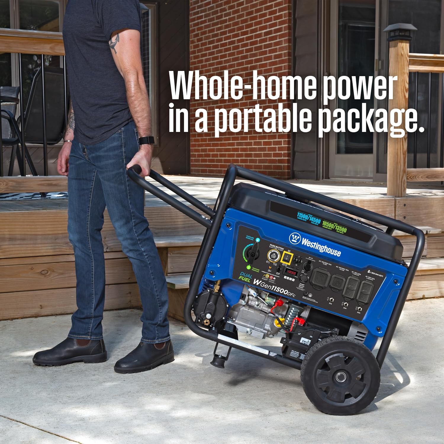 Westinghouse 14500 Peak Watt Dual Fuel Home Backup Portable Generator, Remote Electric Start, Transfer Switch Ready, Gas and Propane Powered
