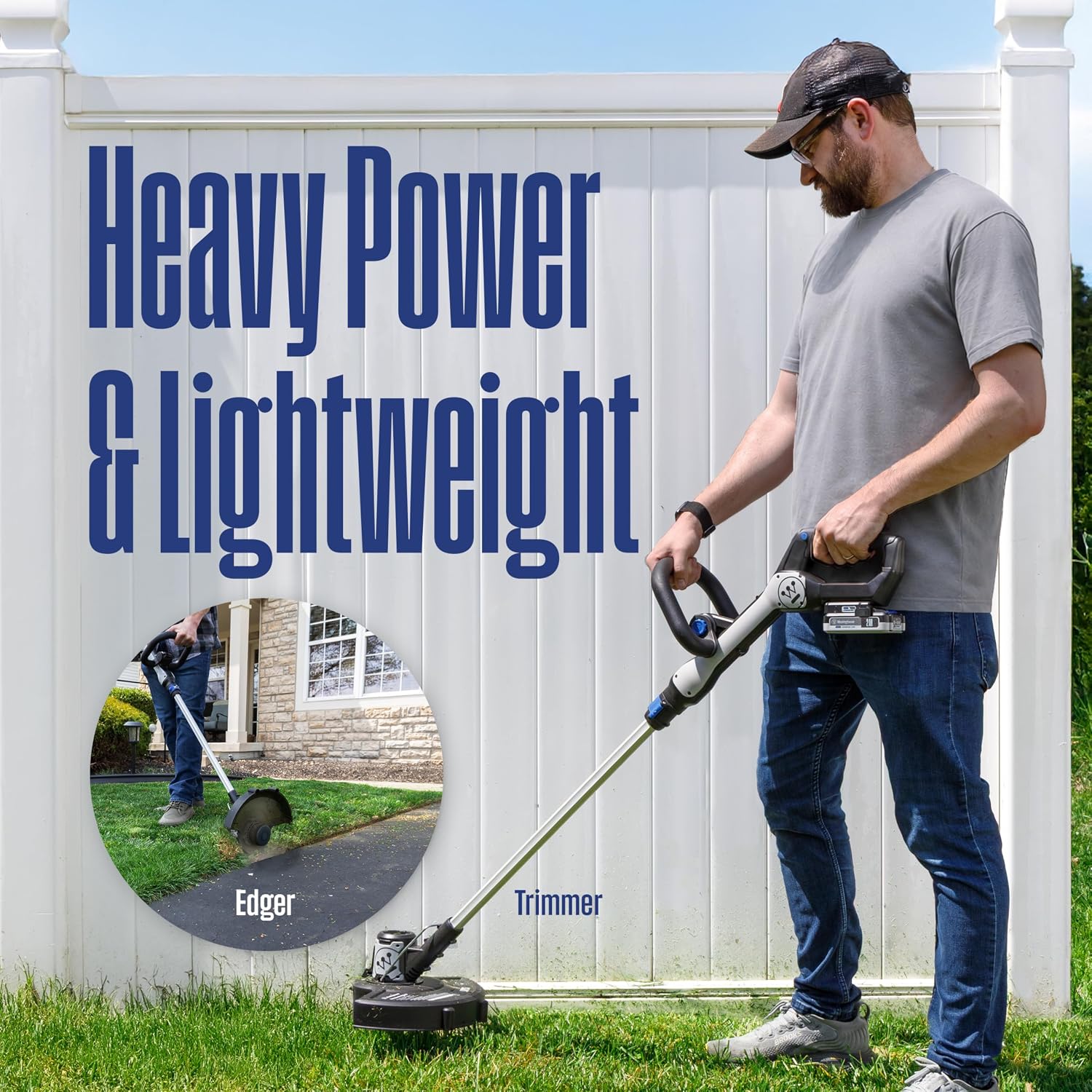 Westinghouse 20V 2-in-1 Cordless String Trimmer and Edger, 12 Inch Cutting Path with 2.0Ah Battery and Charger