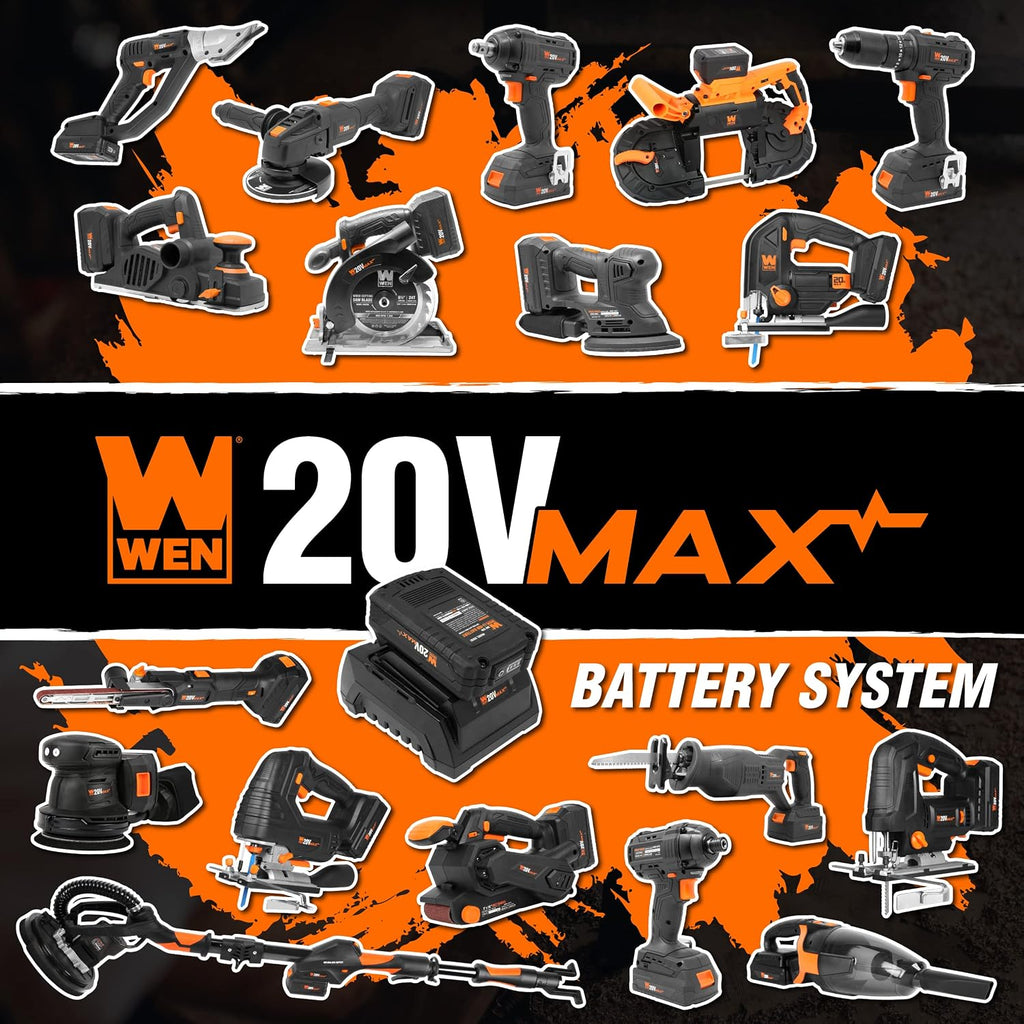 WEN 20V Max 5.0 Ah Rechargeable Lithium-Ion Replacement Battery (20205),Black